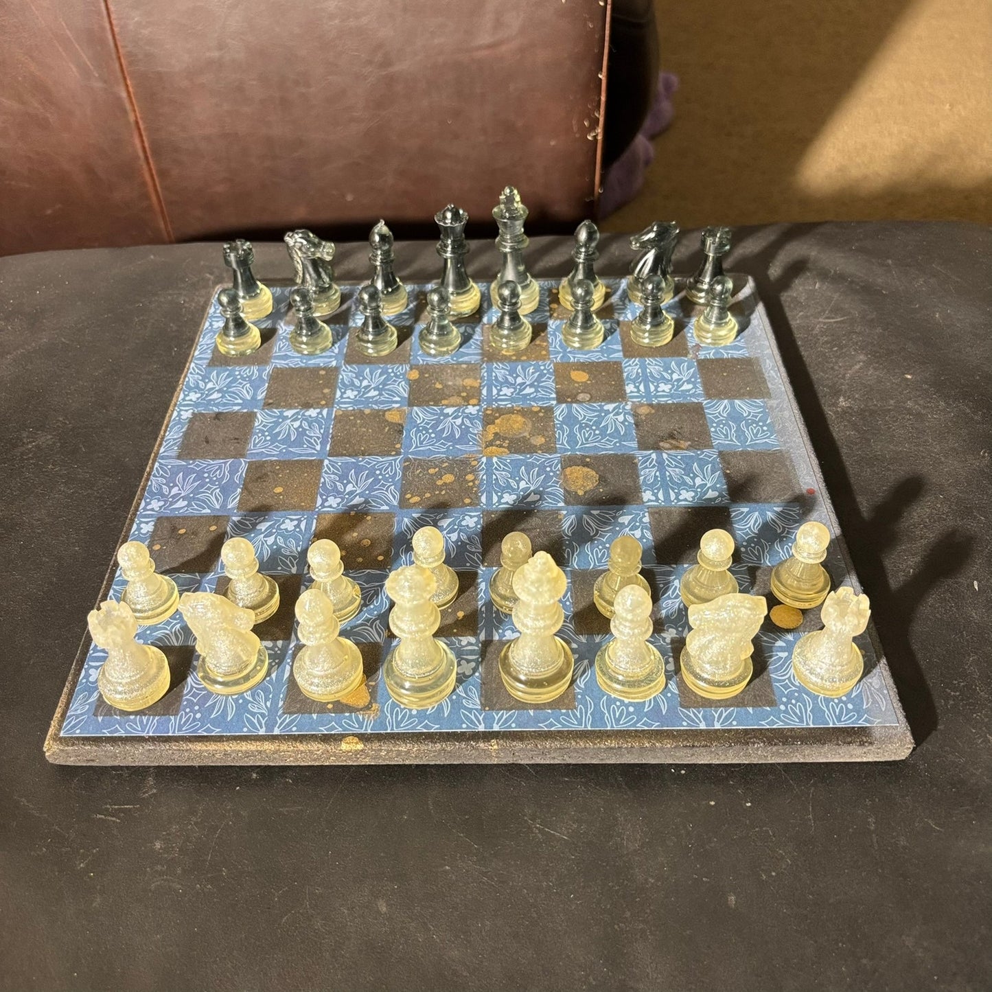 Vintage Golden Blue - Scrapbook Chess Set
