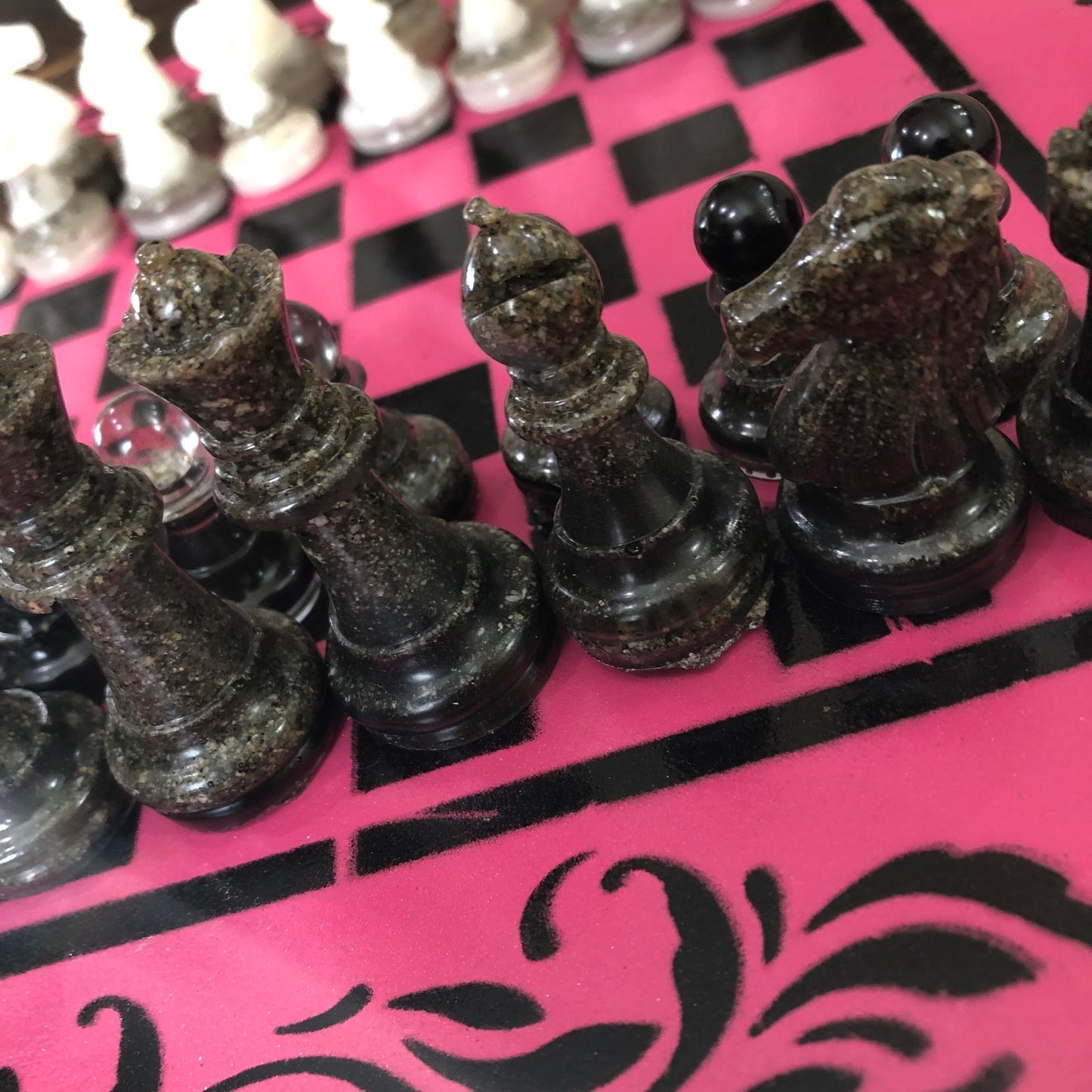 Royal Pink & Black - Painted Chess Set