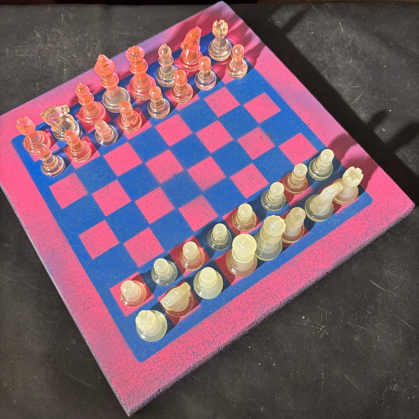 Classic Pink & Blue - Painted Chess Set