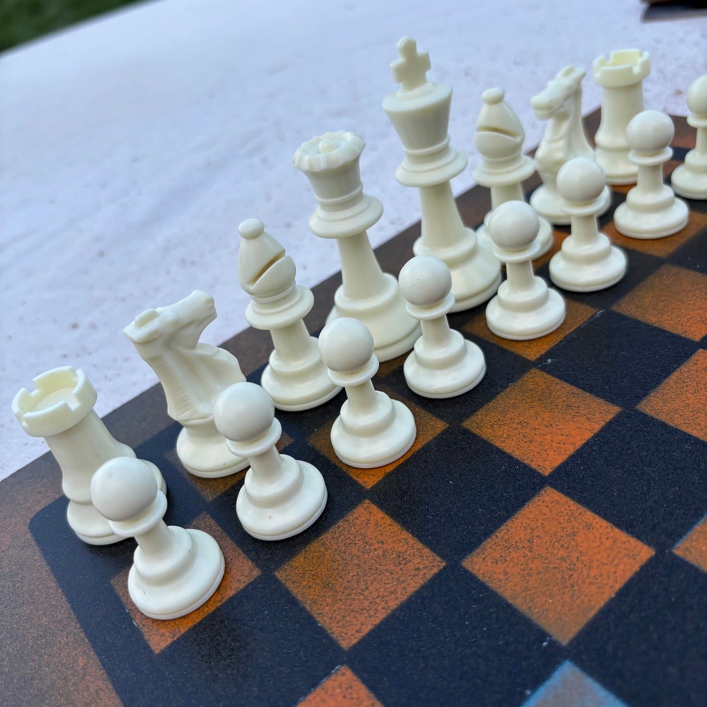 Simple Blue & Orange - Painted Chess Set