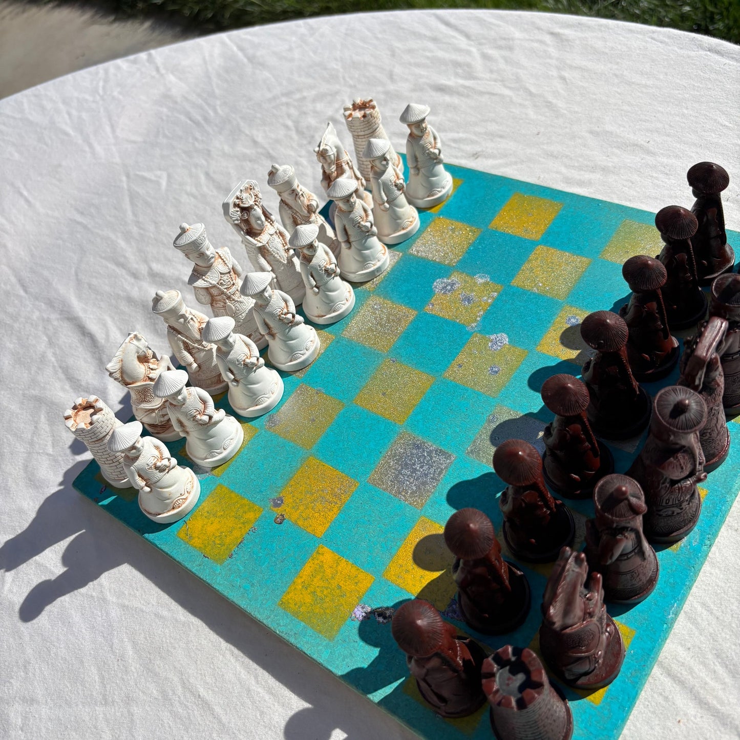 Yellow & Light Blue - Chinese Edition Chess Set