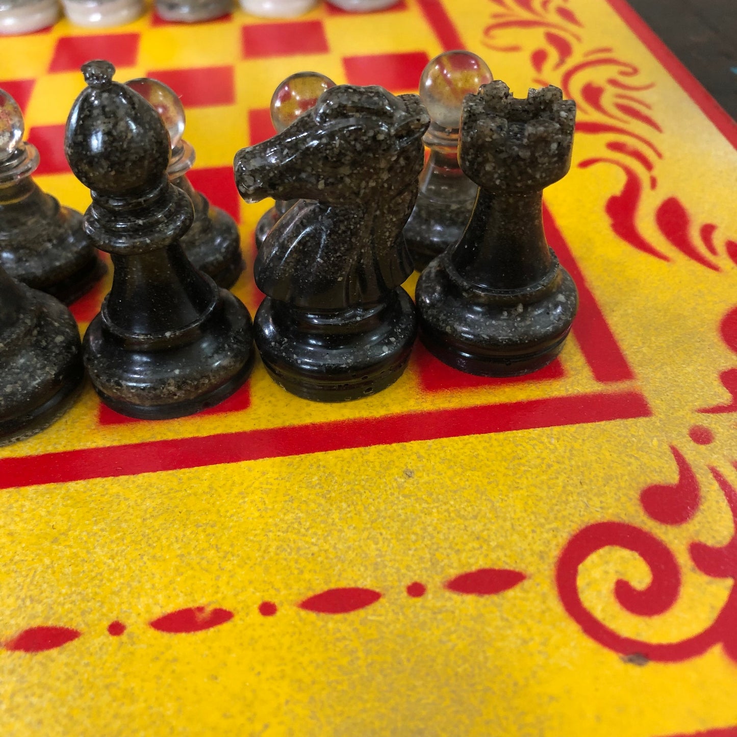 Royal Yellow & Red - Painted Chess Set