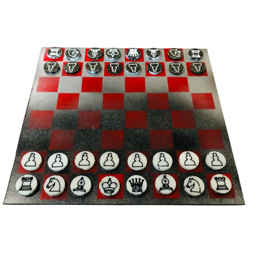 Dystopian Red - Painted Chess Set