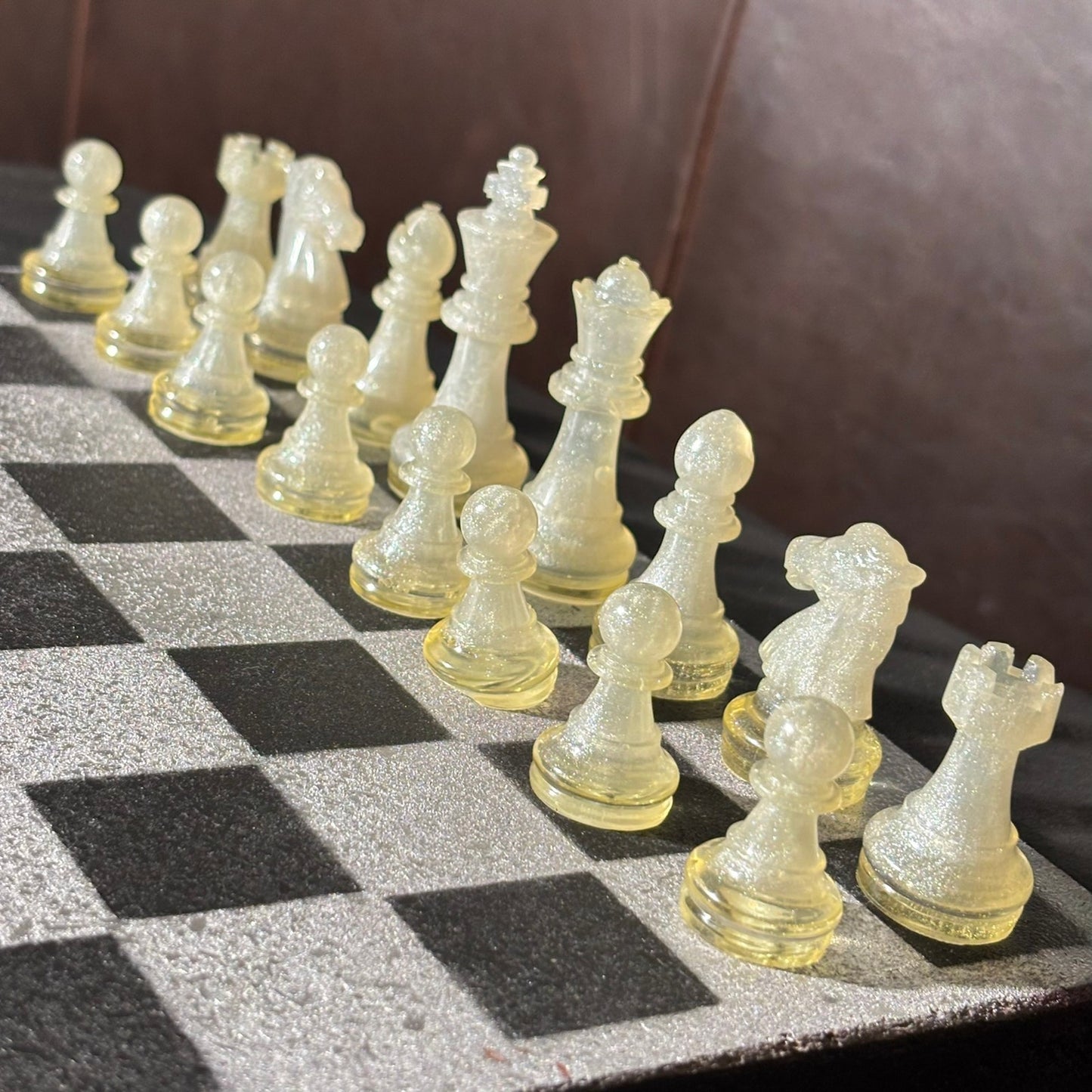Silver & Black - Painted Chess Set