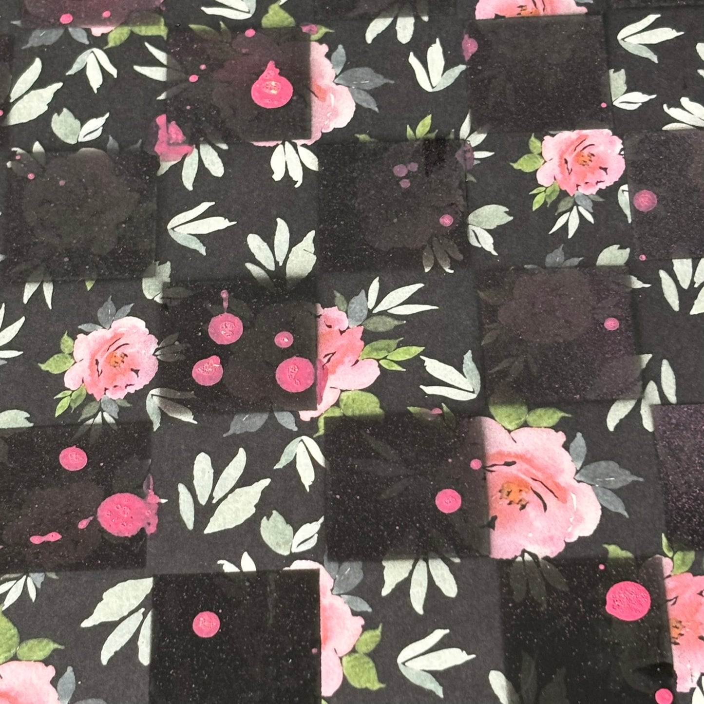 Stealth Black Flower Pattern - Scrapbook Chess Set
