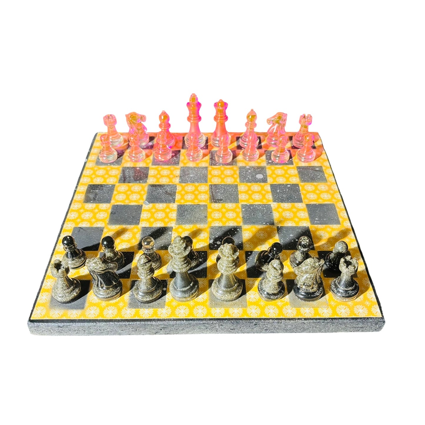 Yellow & Pink Vintage Pattern - Scrapbook Chess Set