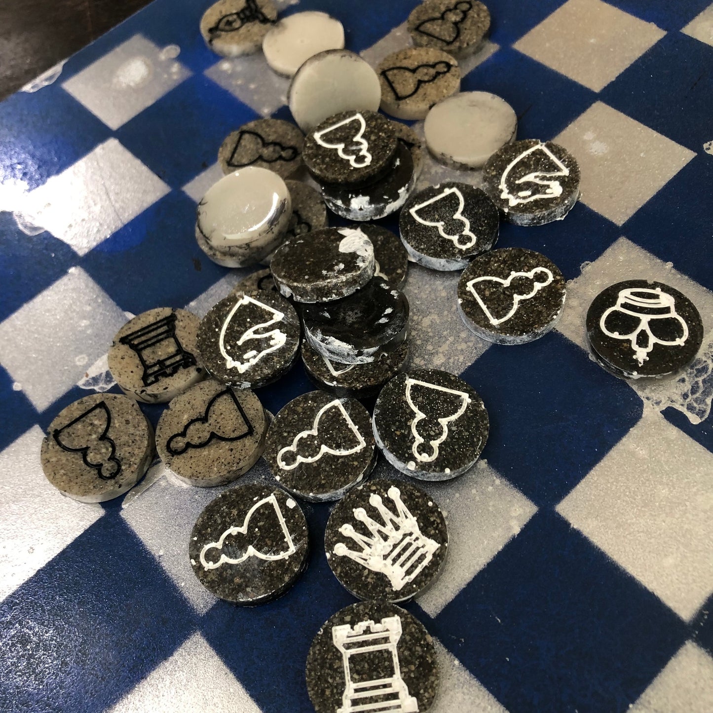 Silver Blue - Painted Chess Set