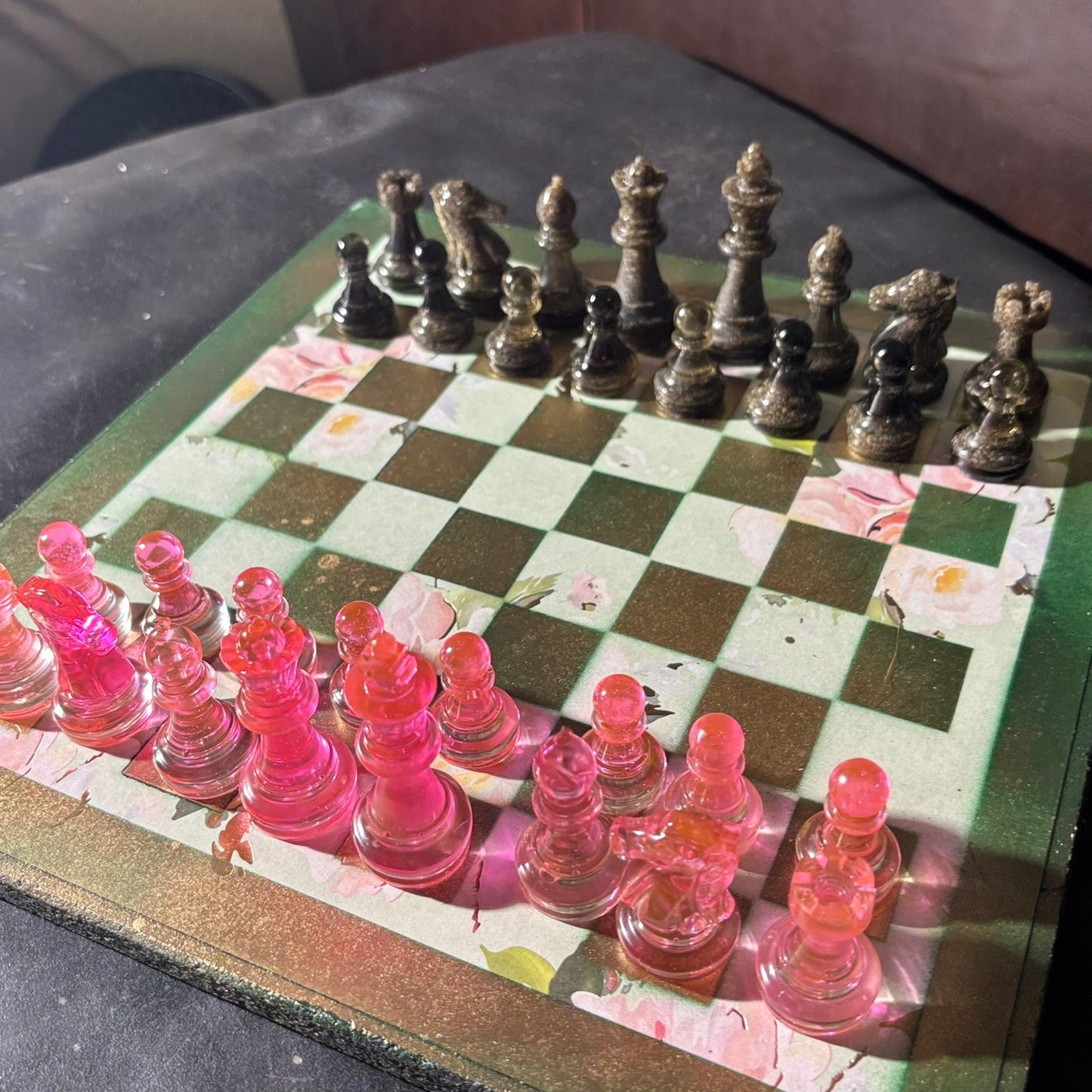 Luxury Pink Green - Scrapbook Chess Set
