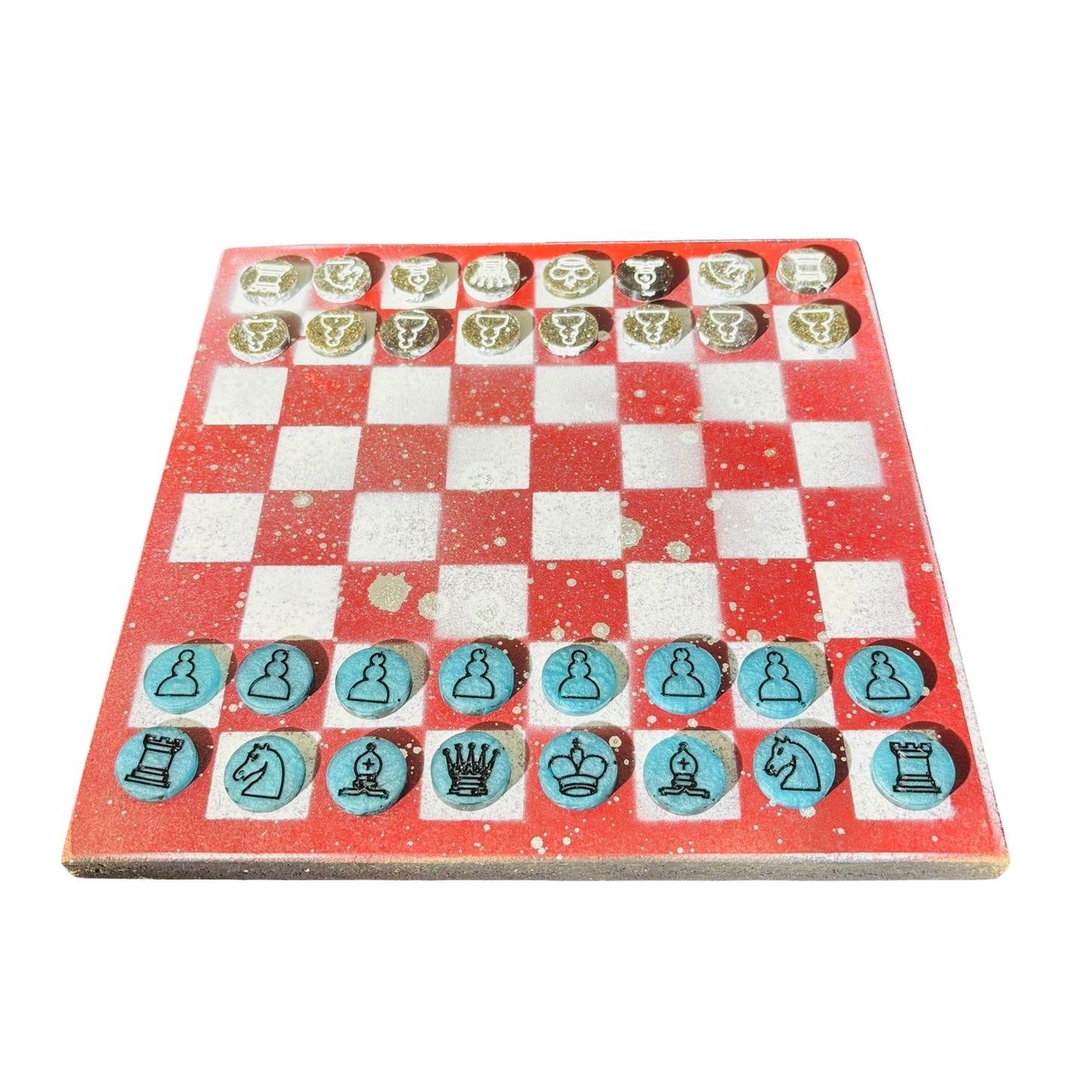 Red Chrome Drip - Painted Chess Set