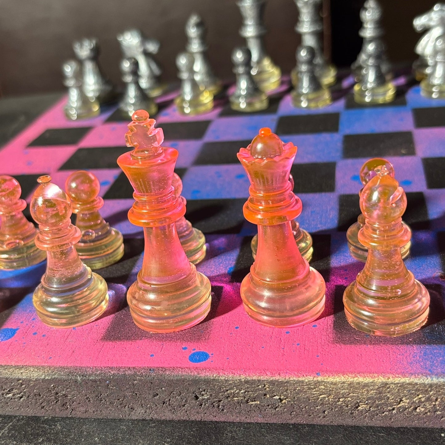 Purple Dripped Space - Painted Chess Set