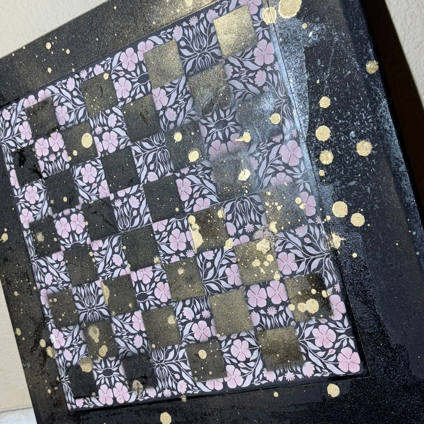 Vintage Gold Drops - Large Scrapbook Chess Board
