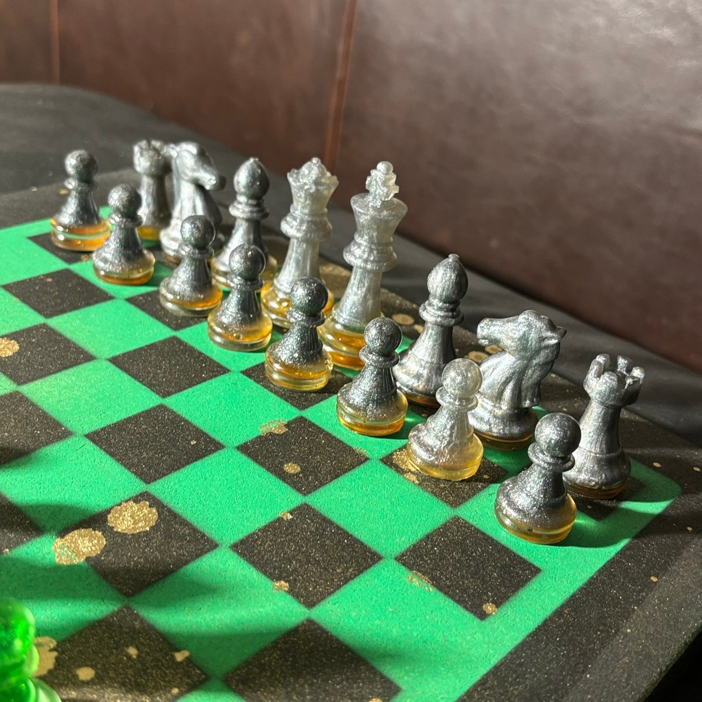Golden Green - Painted Chess Set