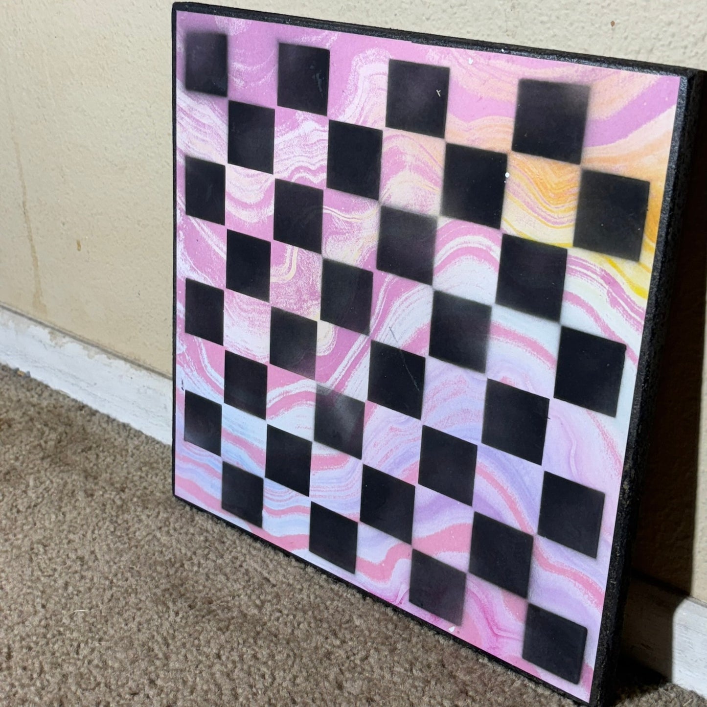 Pink Swirls - Scrapbook Chess Board