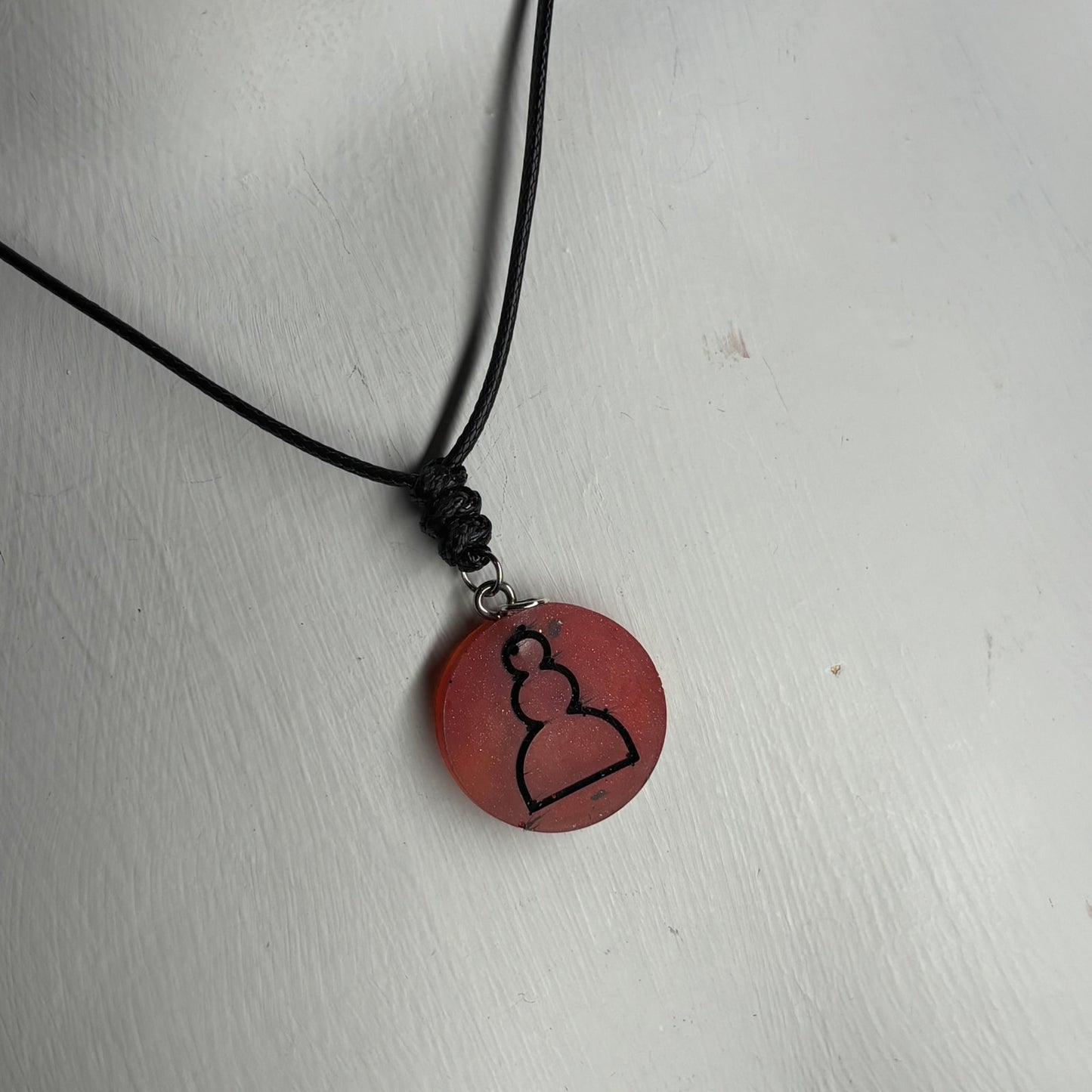 Red Pawn - Handmade Resin Chess Necklace