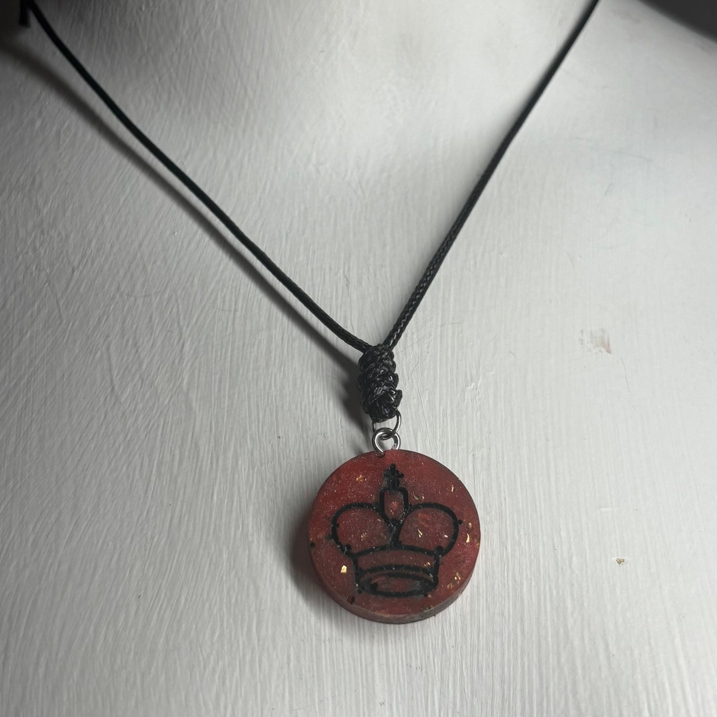Crystal Red King - Handmade Resin Chess Necklace