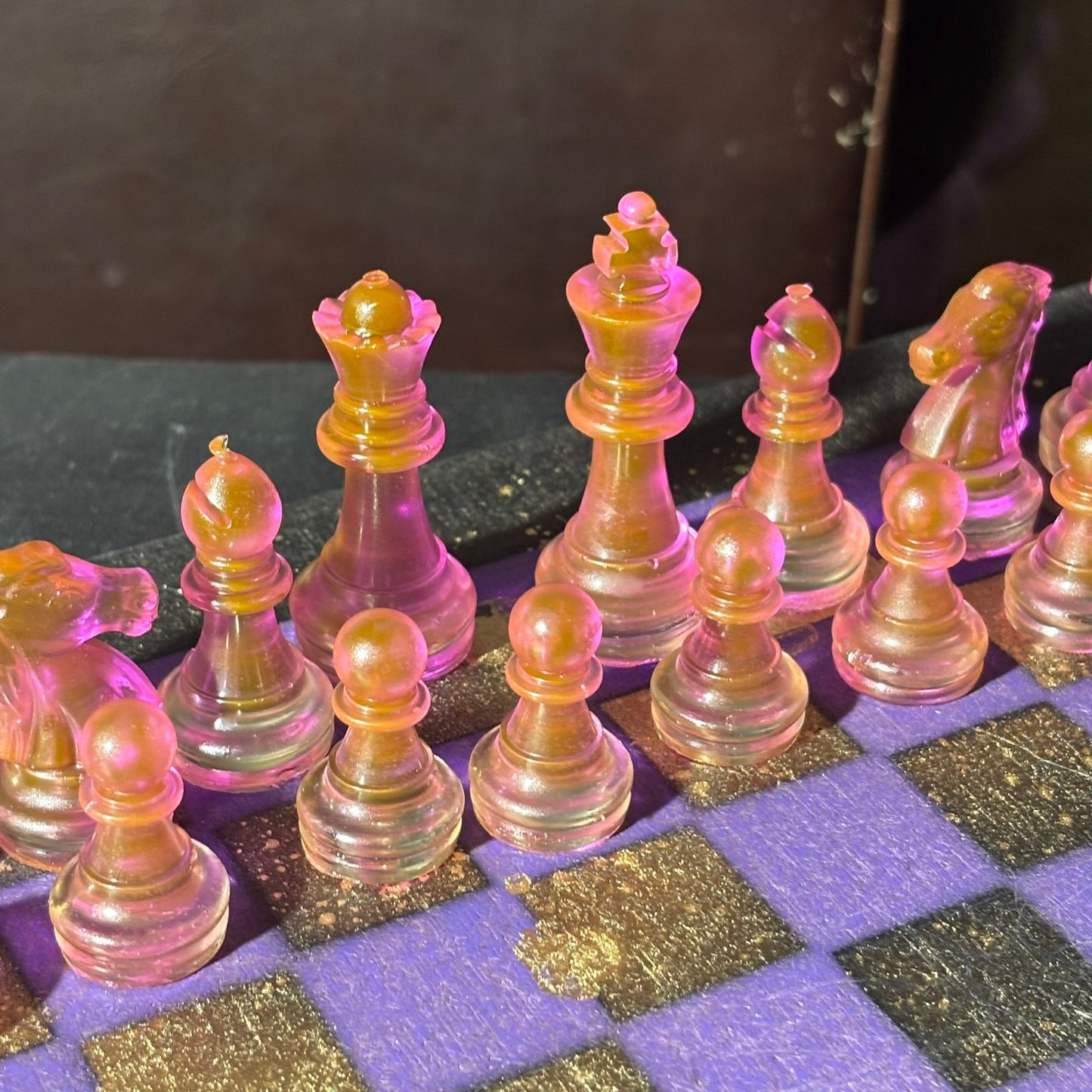 Cosmic Purple & Pink - Painted Chess Set