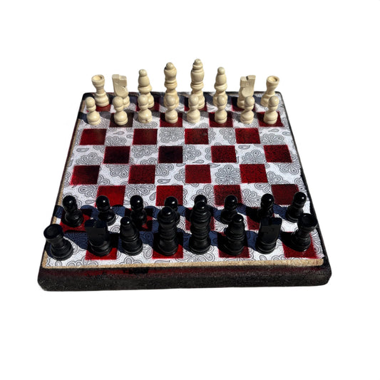 The Dark Red - Scrapbook Chess Set