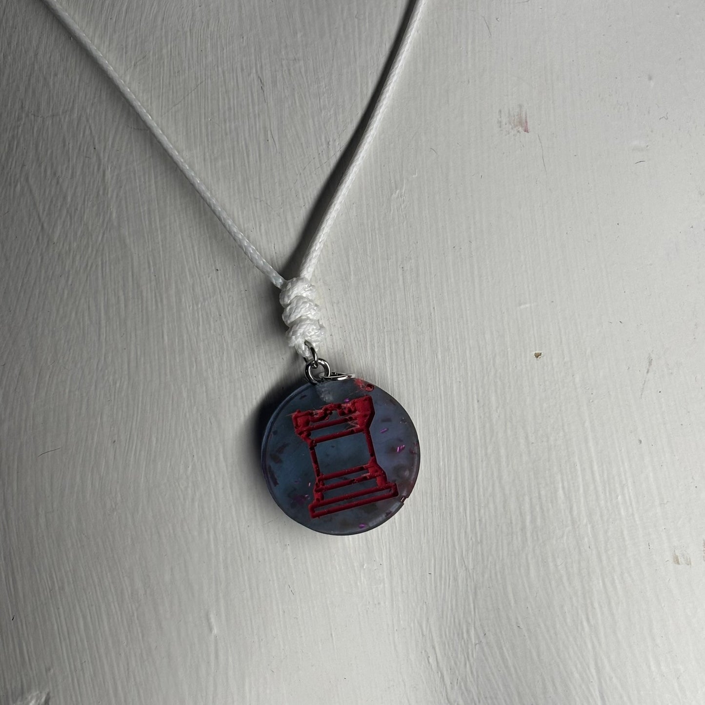 Purple Red Rook - Handmade Resin Chess Necklace