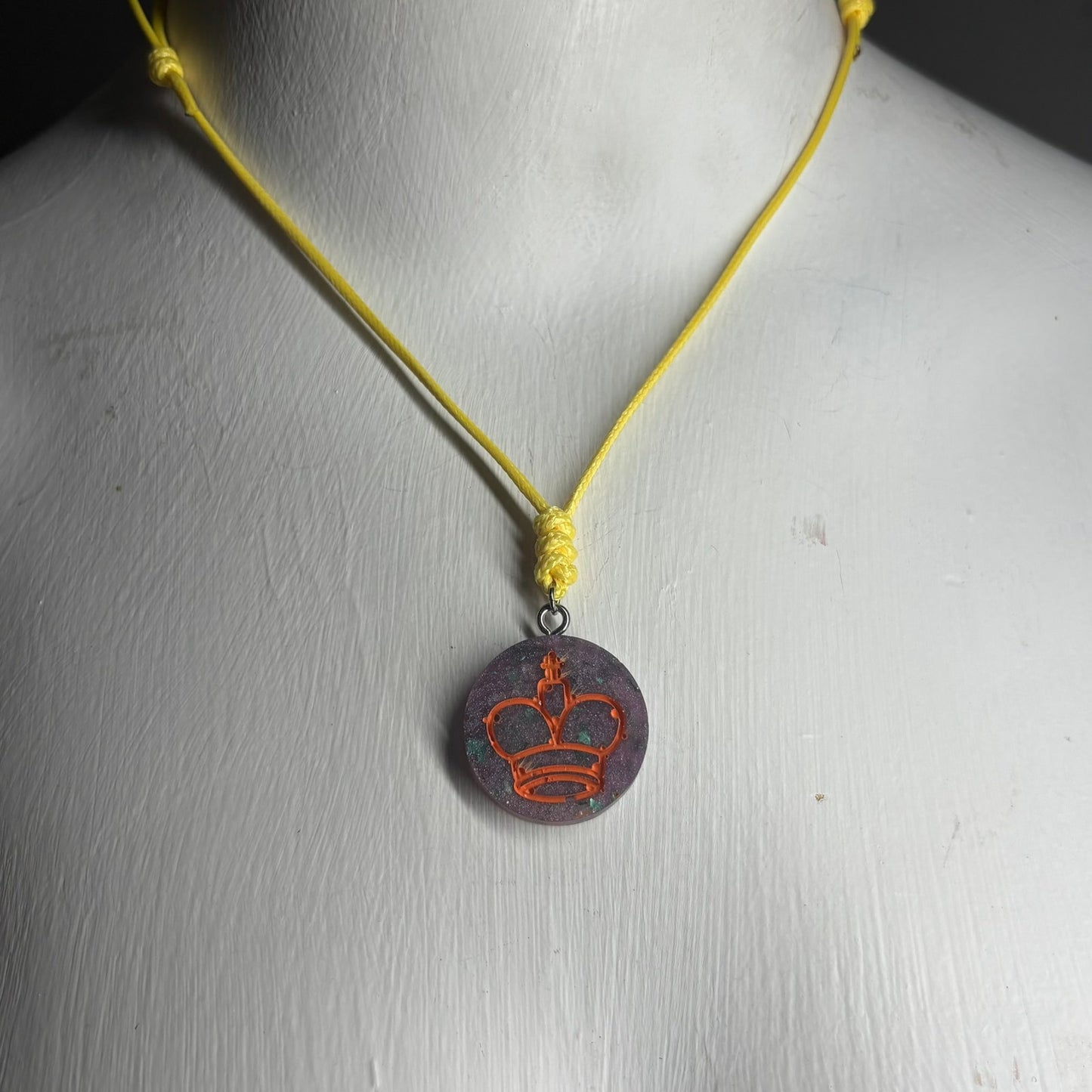 Purple Spaz King - Handmade Resin Chess Necklace