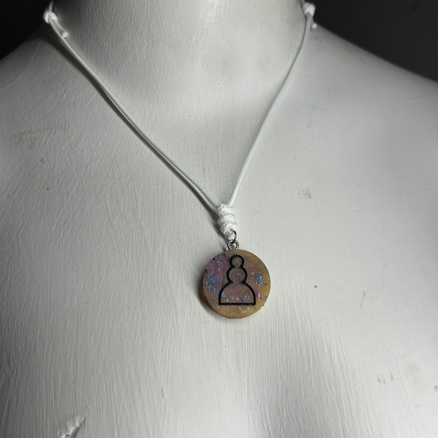 Yellow Crystal Pawn - Handmade Resin Chess Necklace