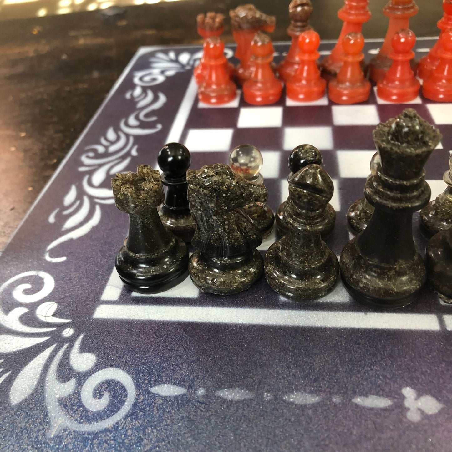 Opal Purple Space - Painted Chess Set