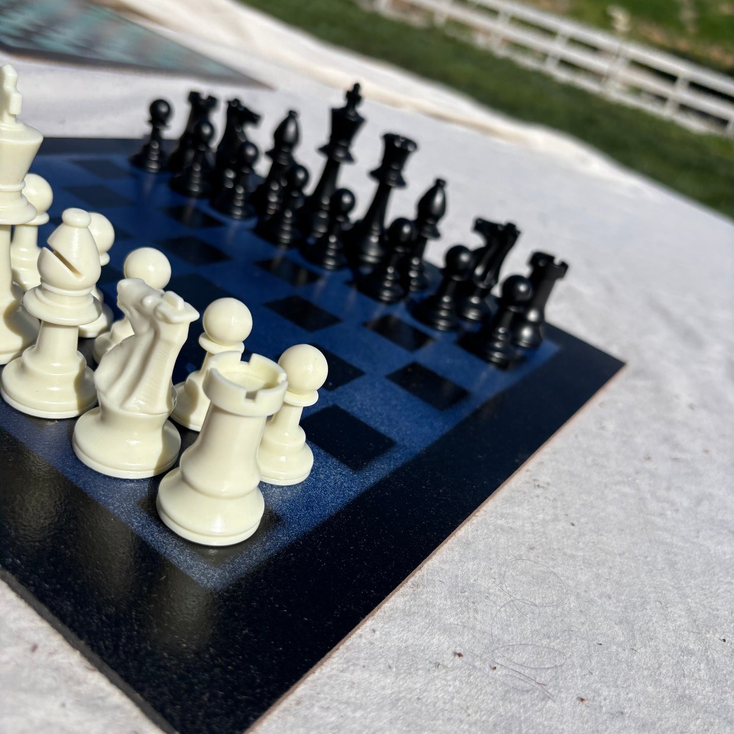 Dark Blue & Black - Painted Chess Set