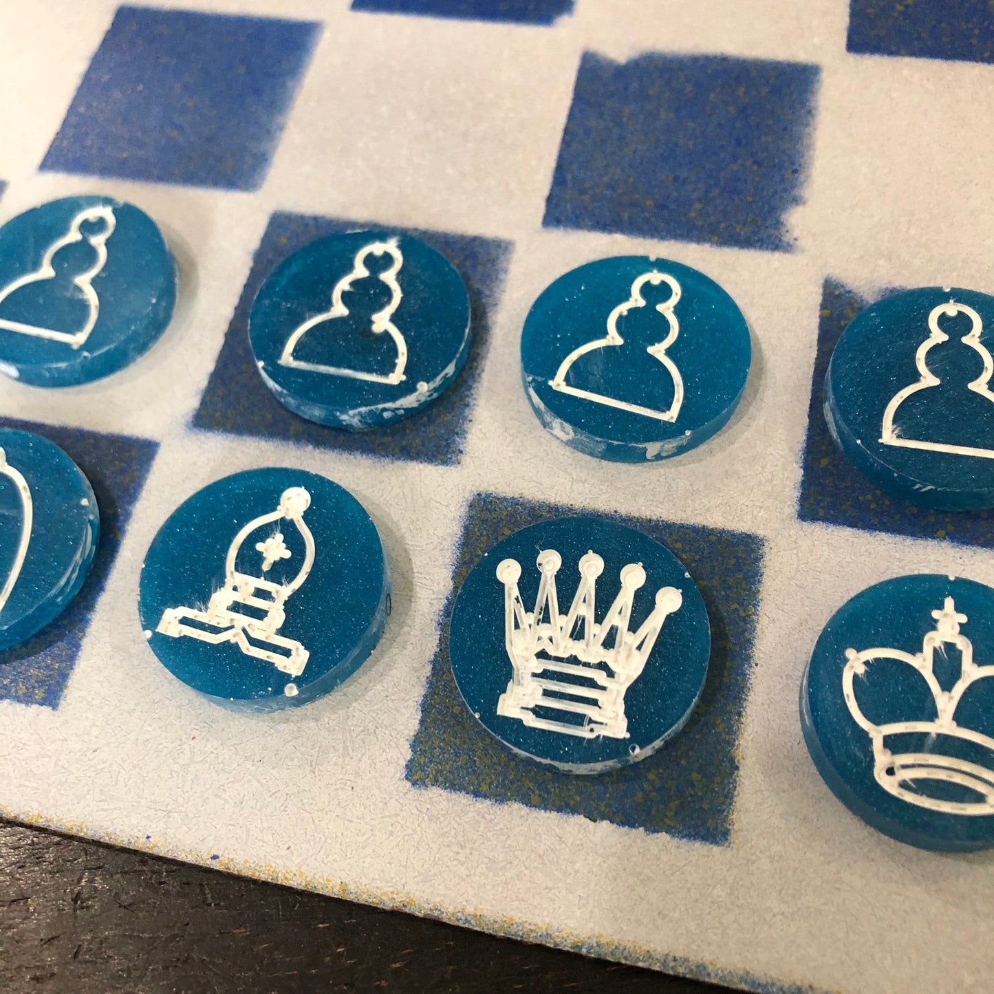 Chrome Blue - Painted Chess Set