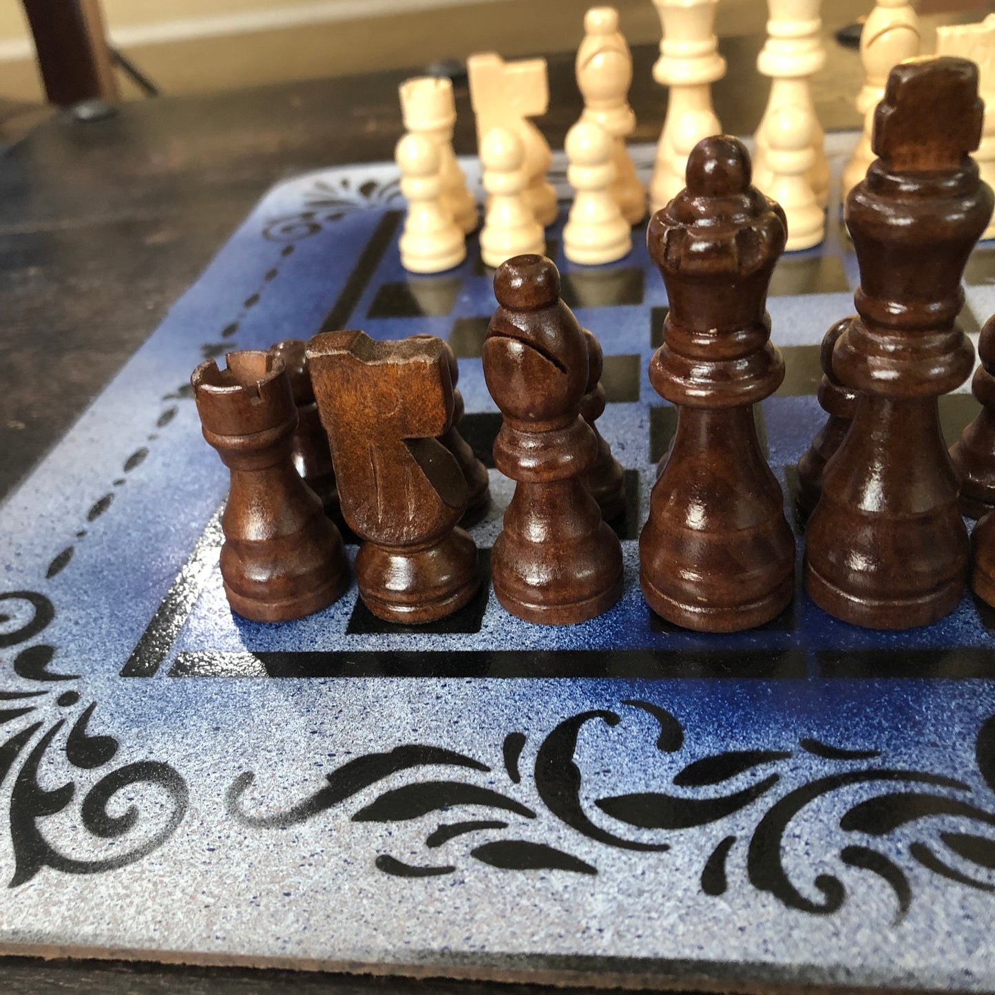 Snow Blue - Painted Chess Set