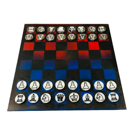 Stealth Blue & Red - Painted Chess Set