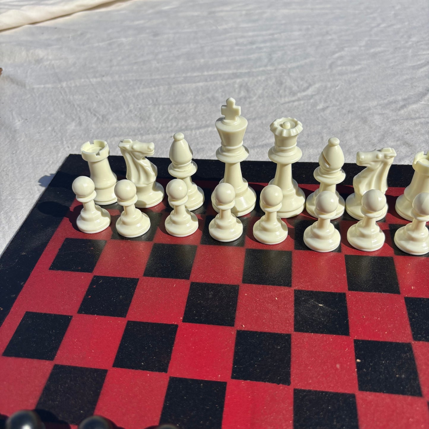 Wine Red- Painted Chess Set