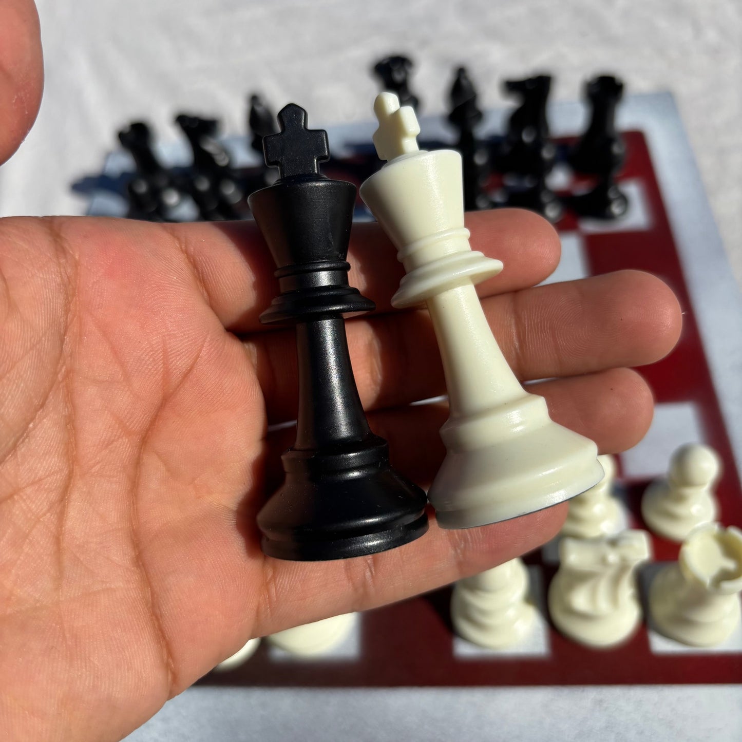 Red & White - Painted Chess Set