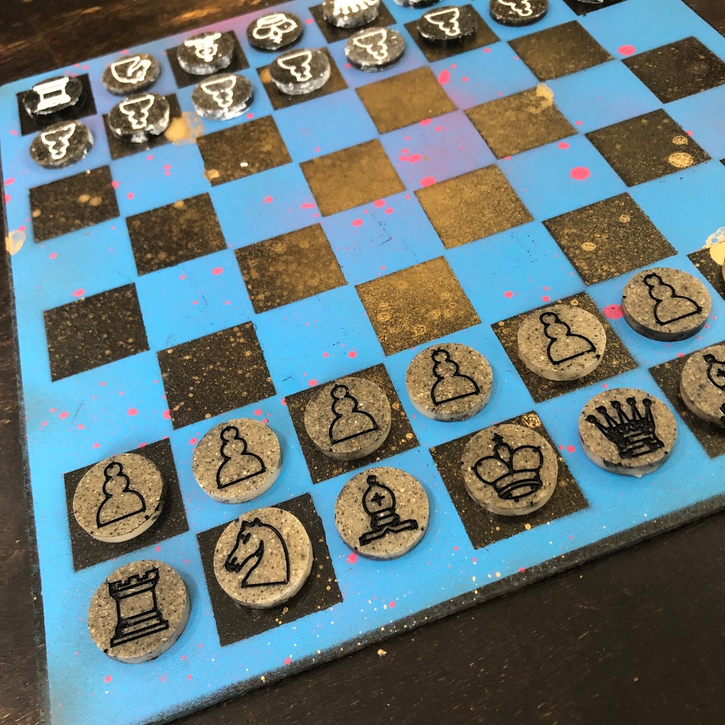 Party Blue - Painted Chess Set