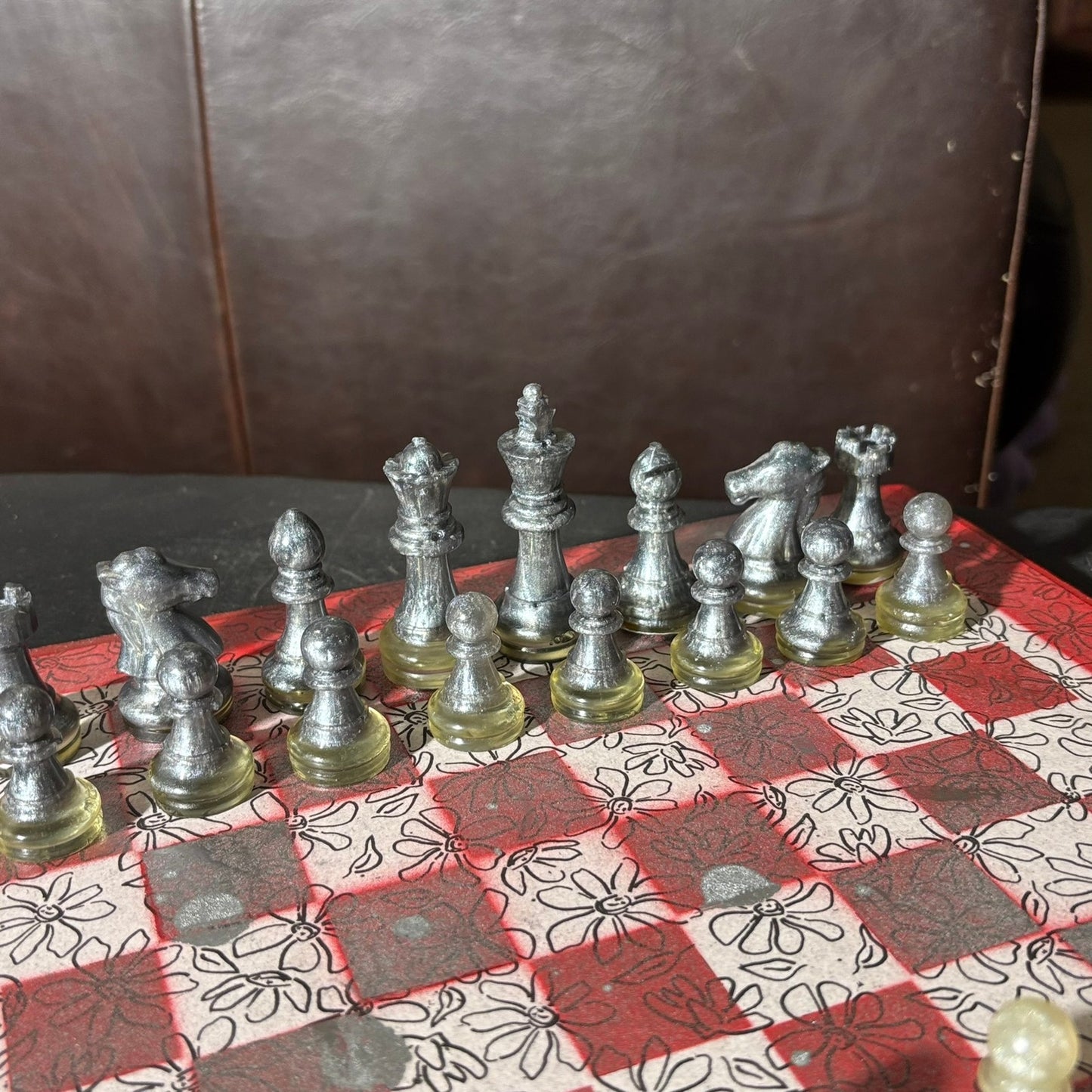 Silver Mist Red - Scrapbook Chess Set