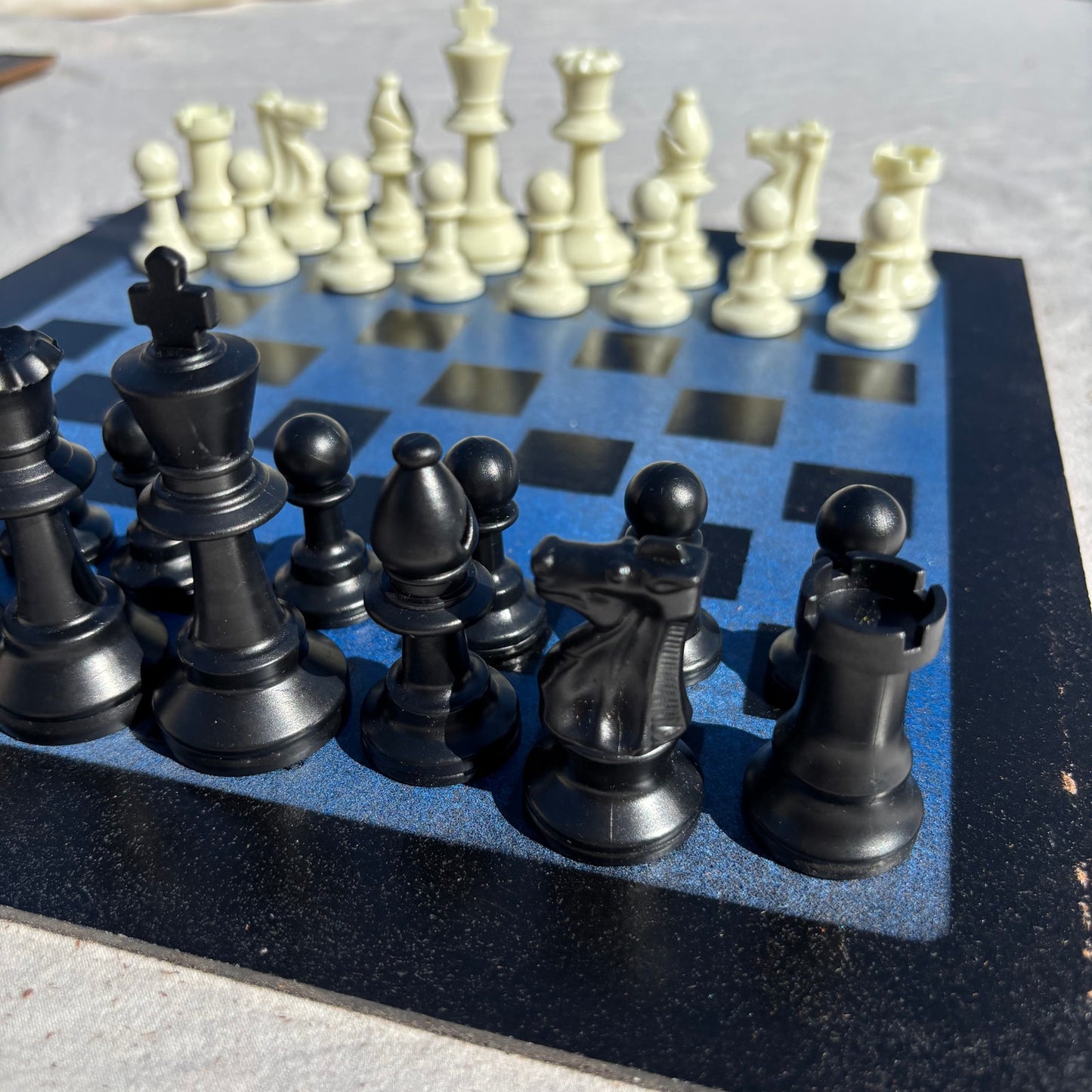 Blue & Black - Painted Chess Set