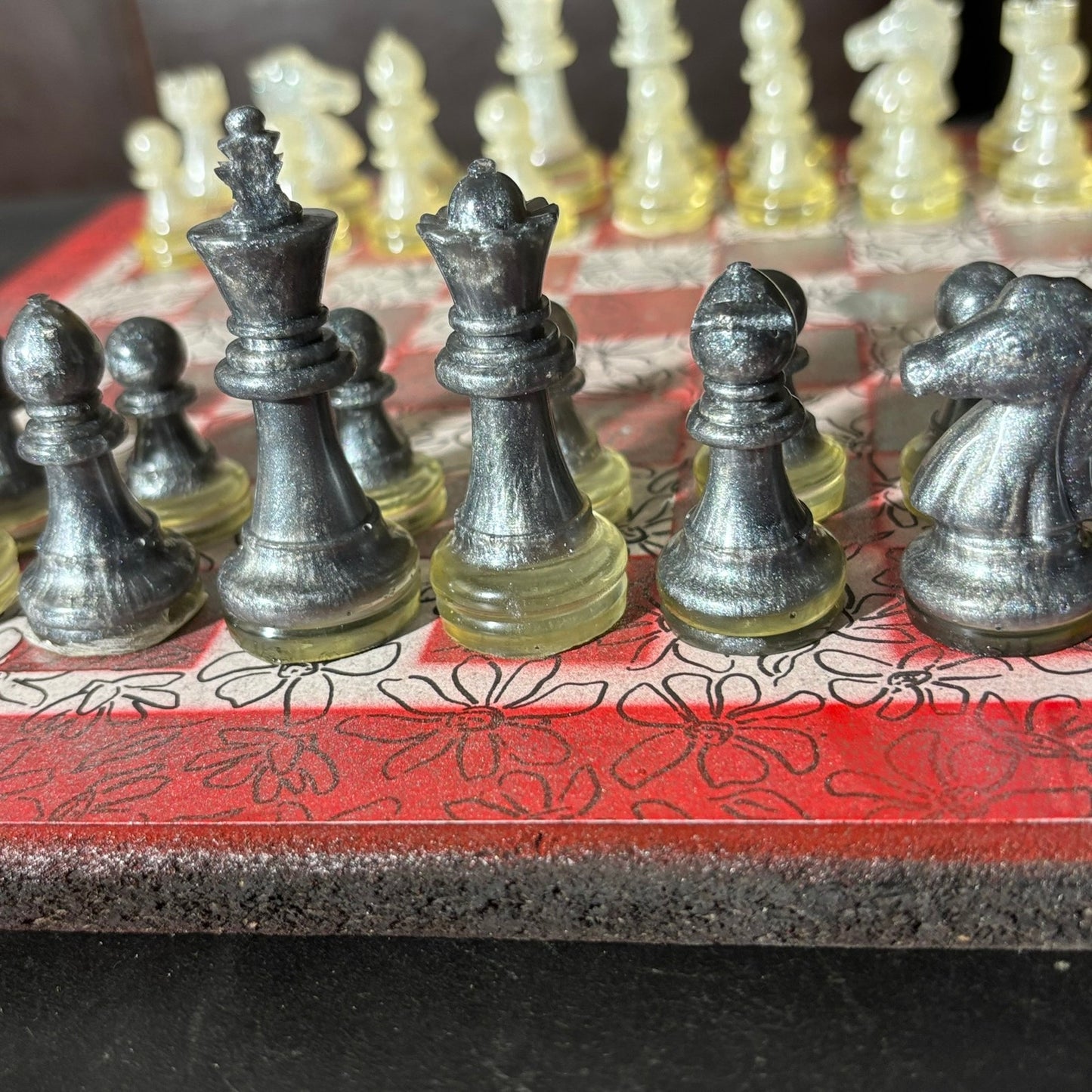 Silver Mist Red - Scrapbook Chess Set