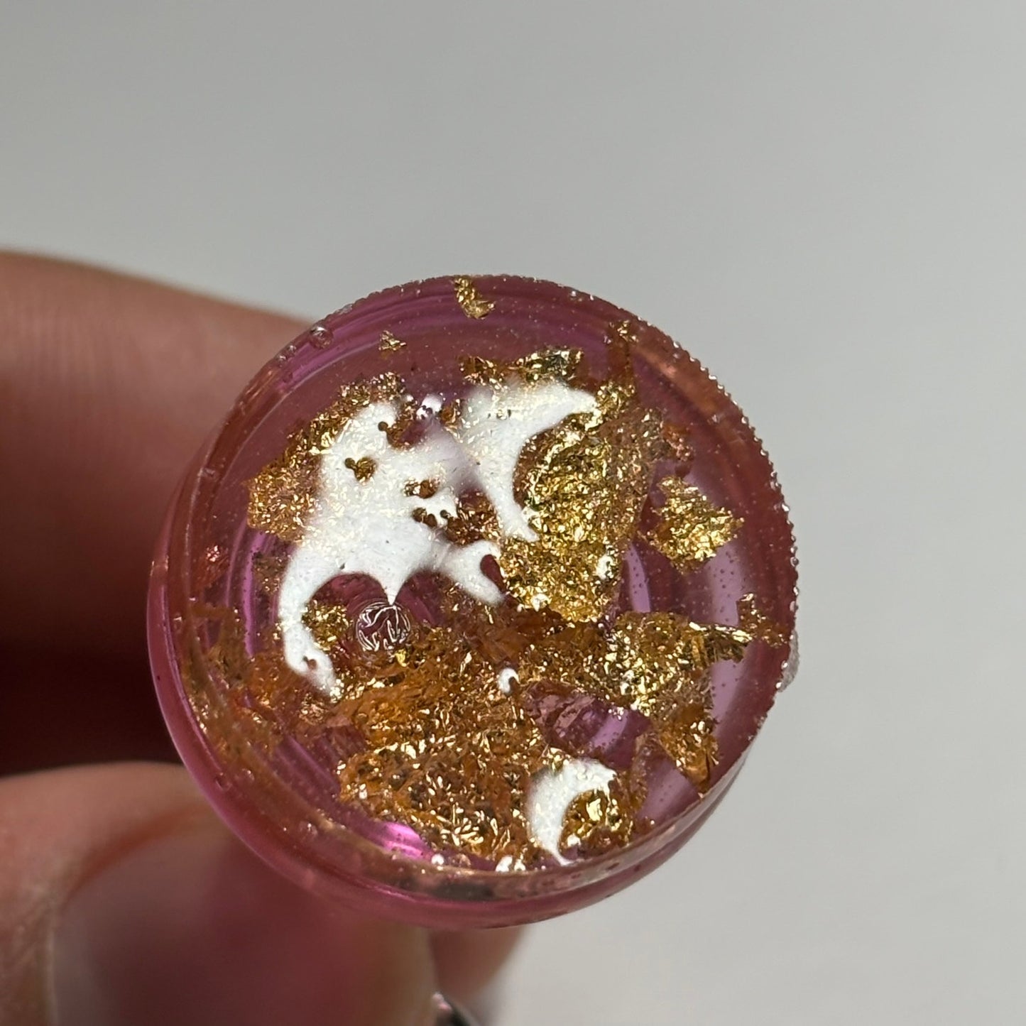Pink Crystal Rook - Handmade Resin Keychain