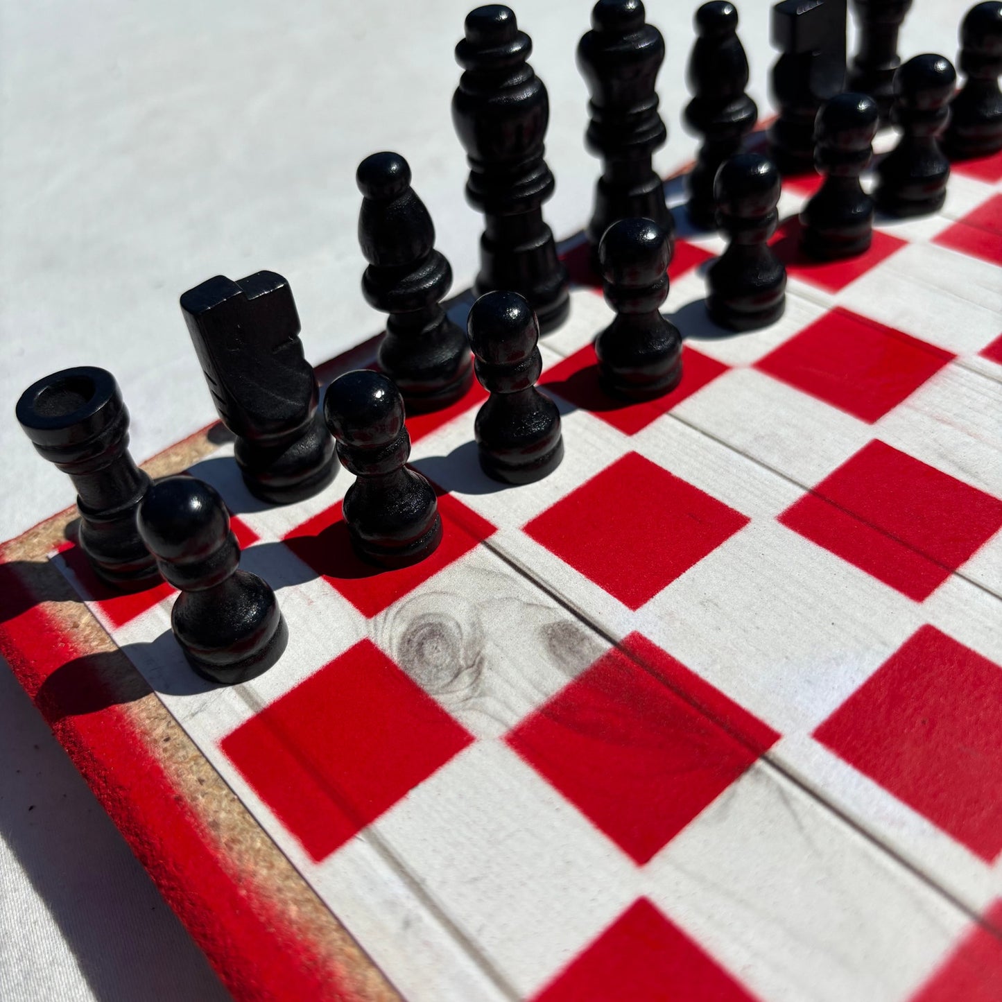 Wood Print Red - Scrapbook Chess Set