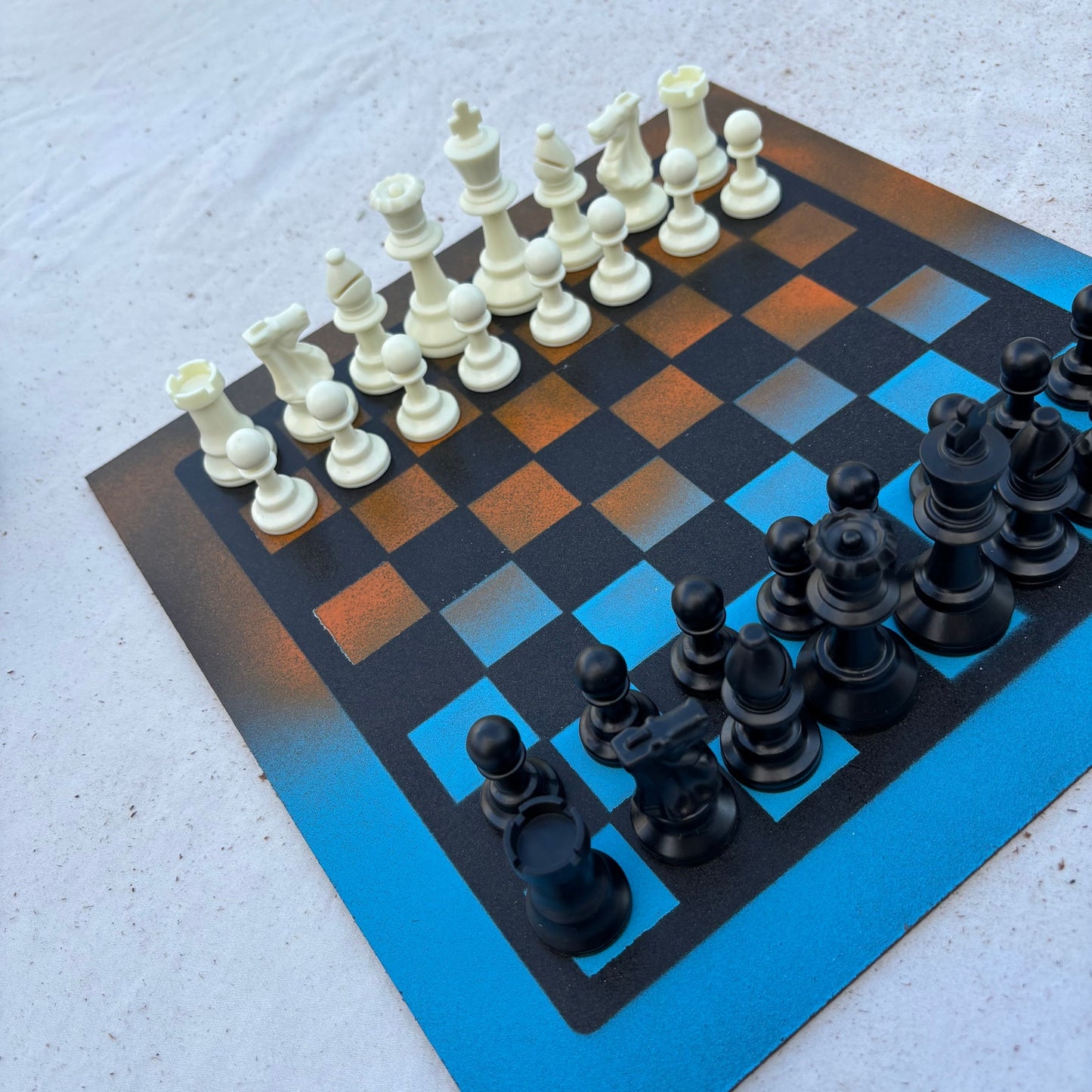 Simple Blue & Orange - Painted Chess Set