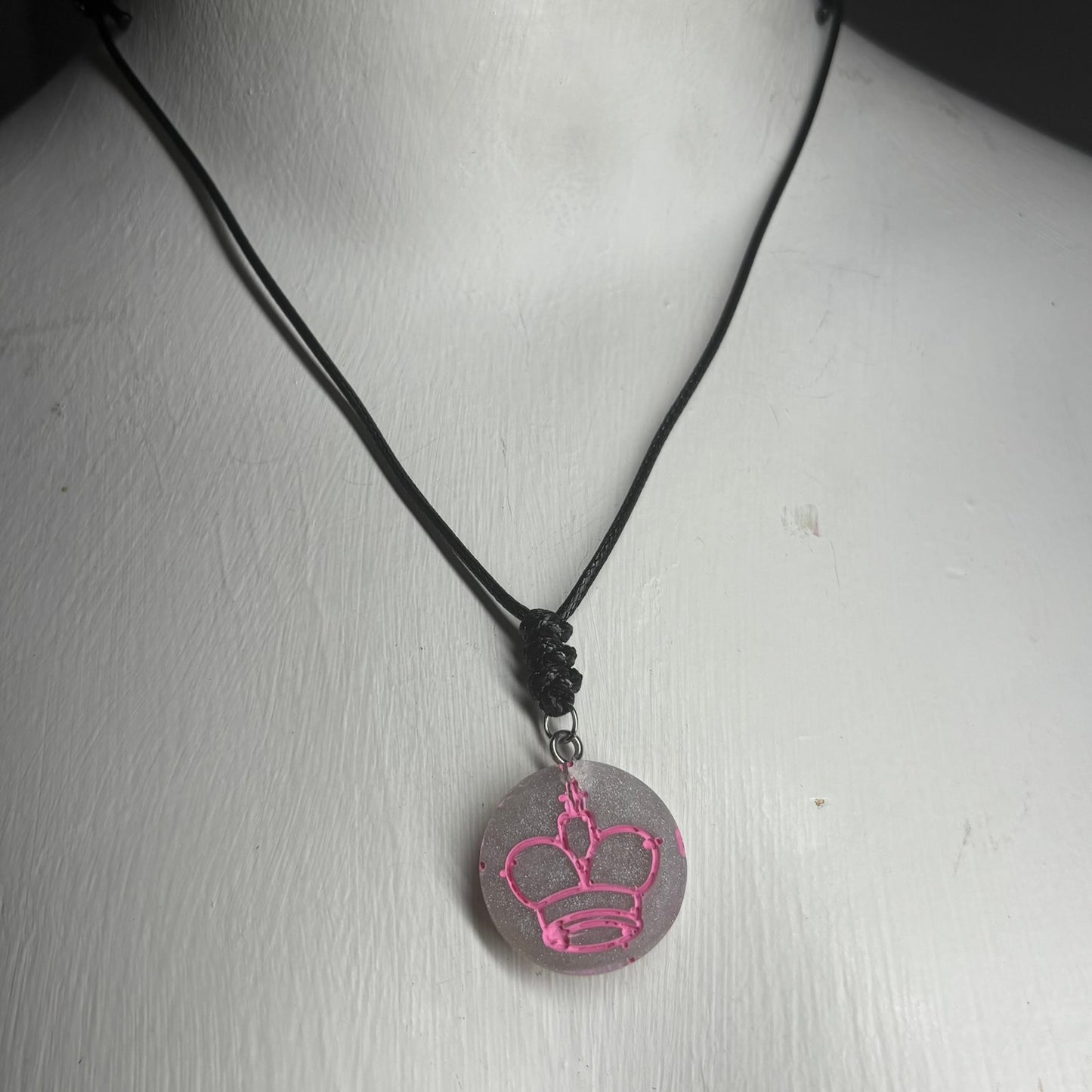 Space Gray Pink King - Handmade Resin Chess Necklace