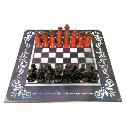 Opal Purple Space - Painted Chess Set