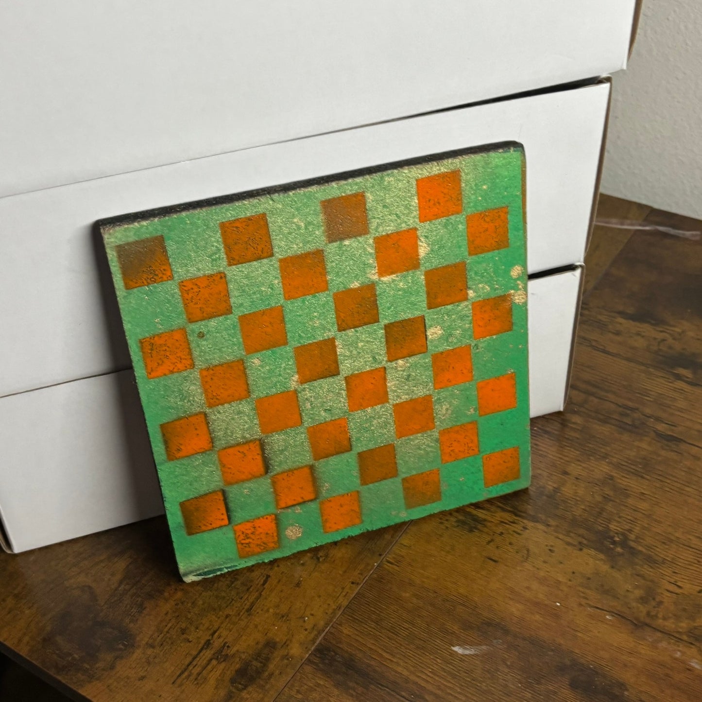 Golden Green Orange - Painted Double Sided Chess Board