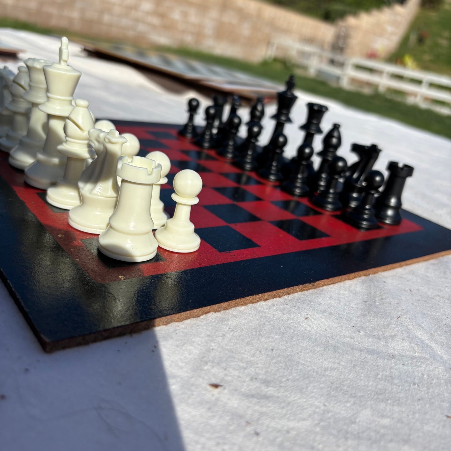 Simple Red - Painted Chess Set