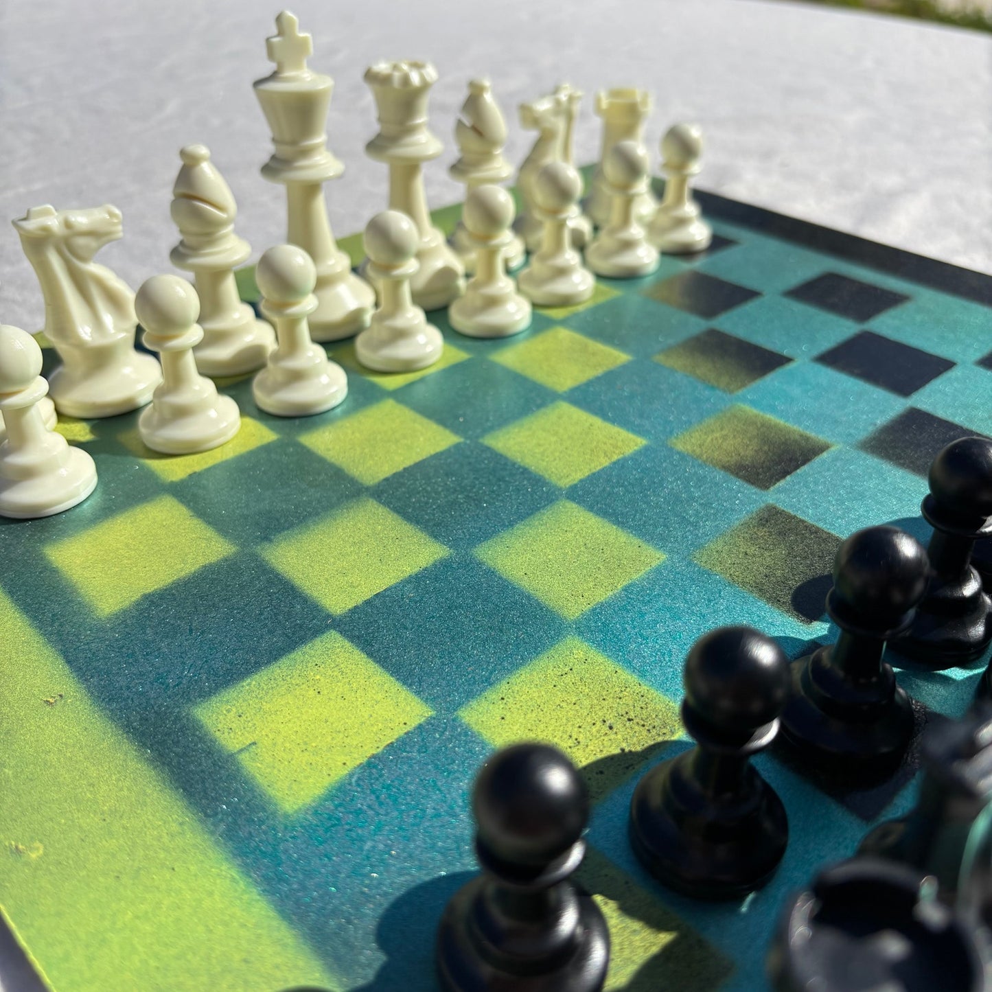 Stealth Green - Painted Chess Set