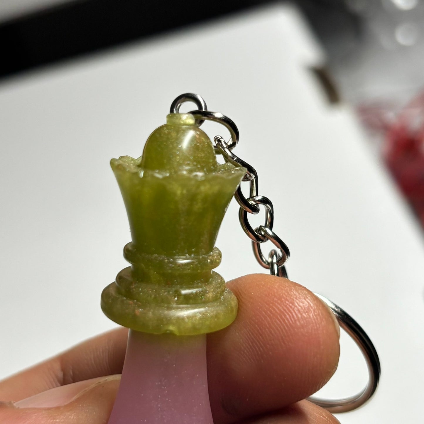 Army Green Pink Queen - Handmade Resin Keychain
