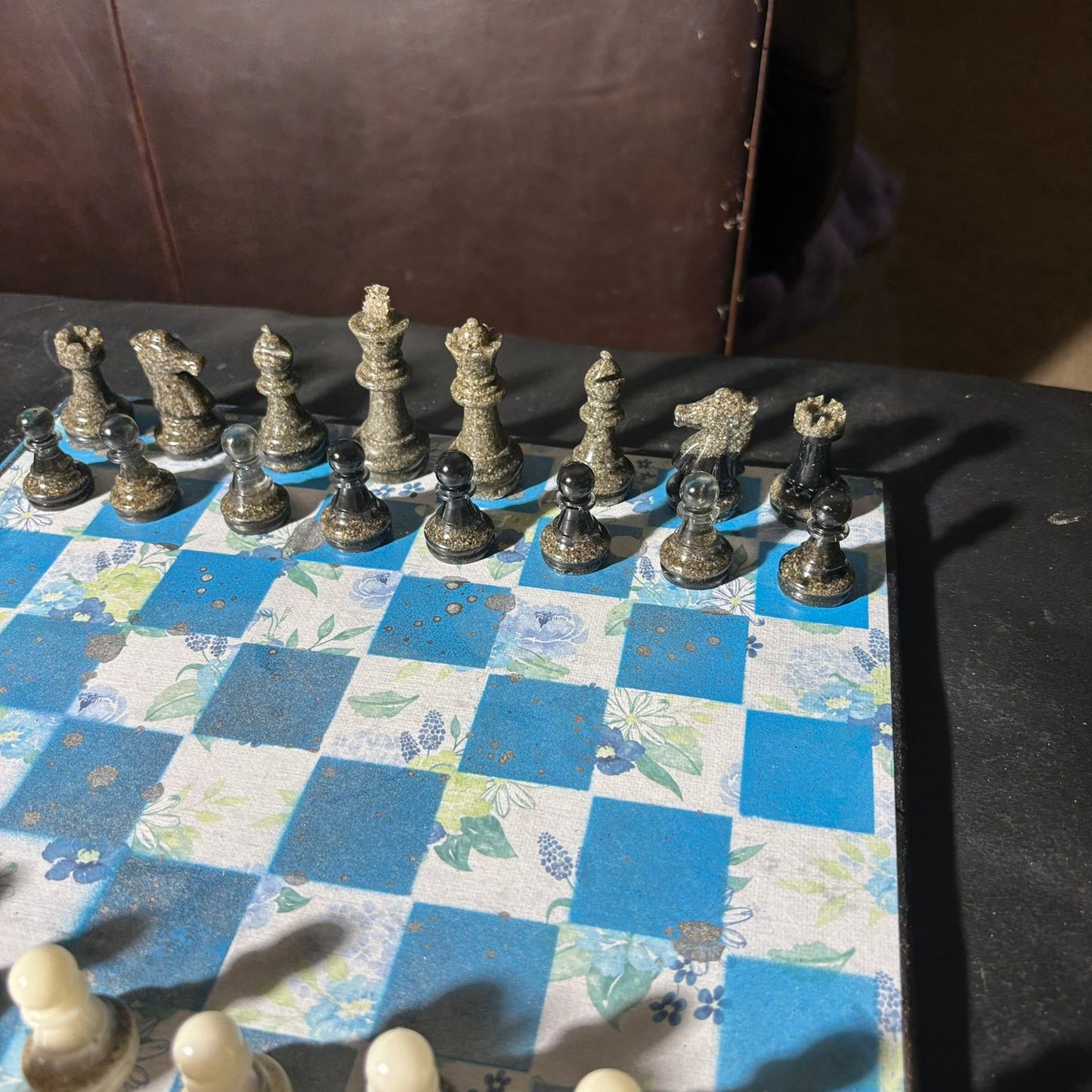 Flower Blue - Scrapbook Chess Set