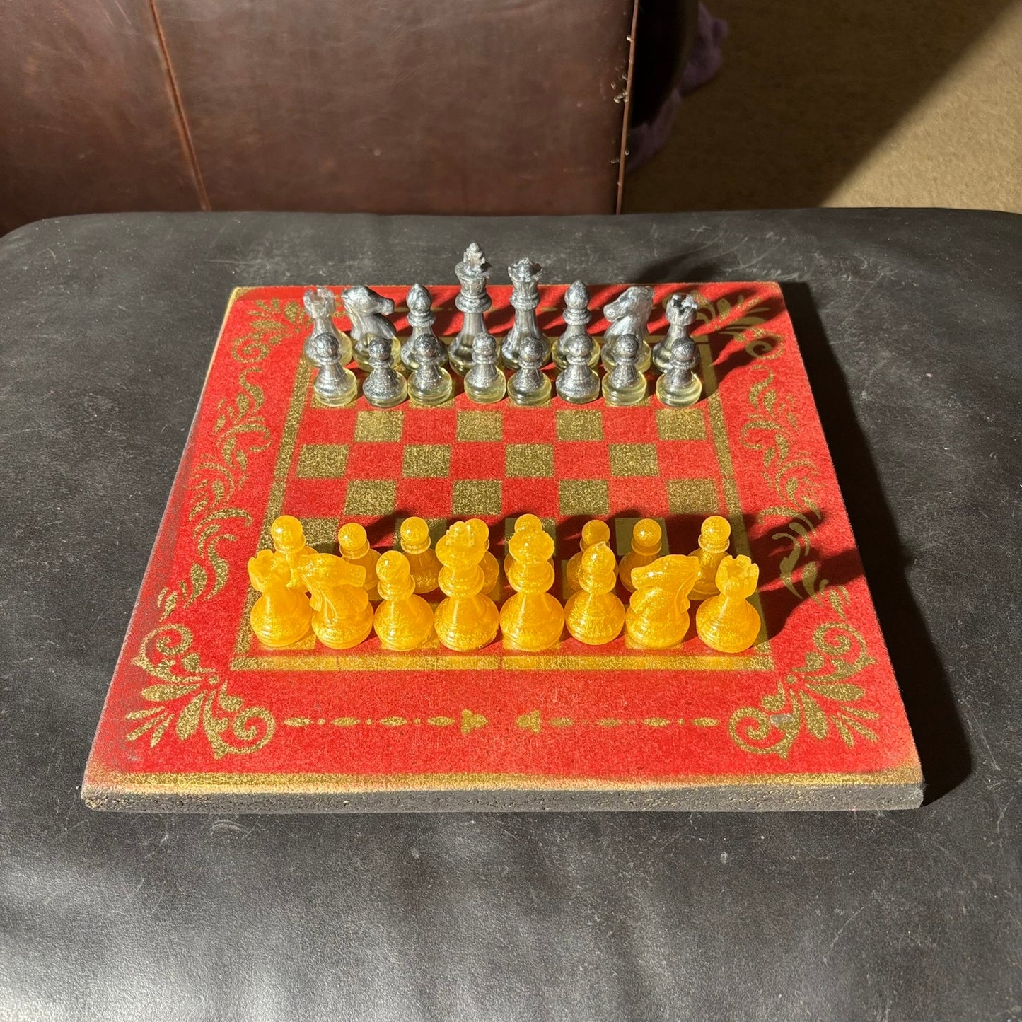 Golden Red - Painted Chess Set