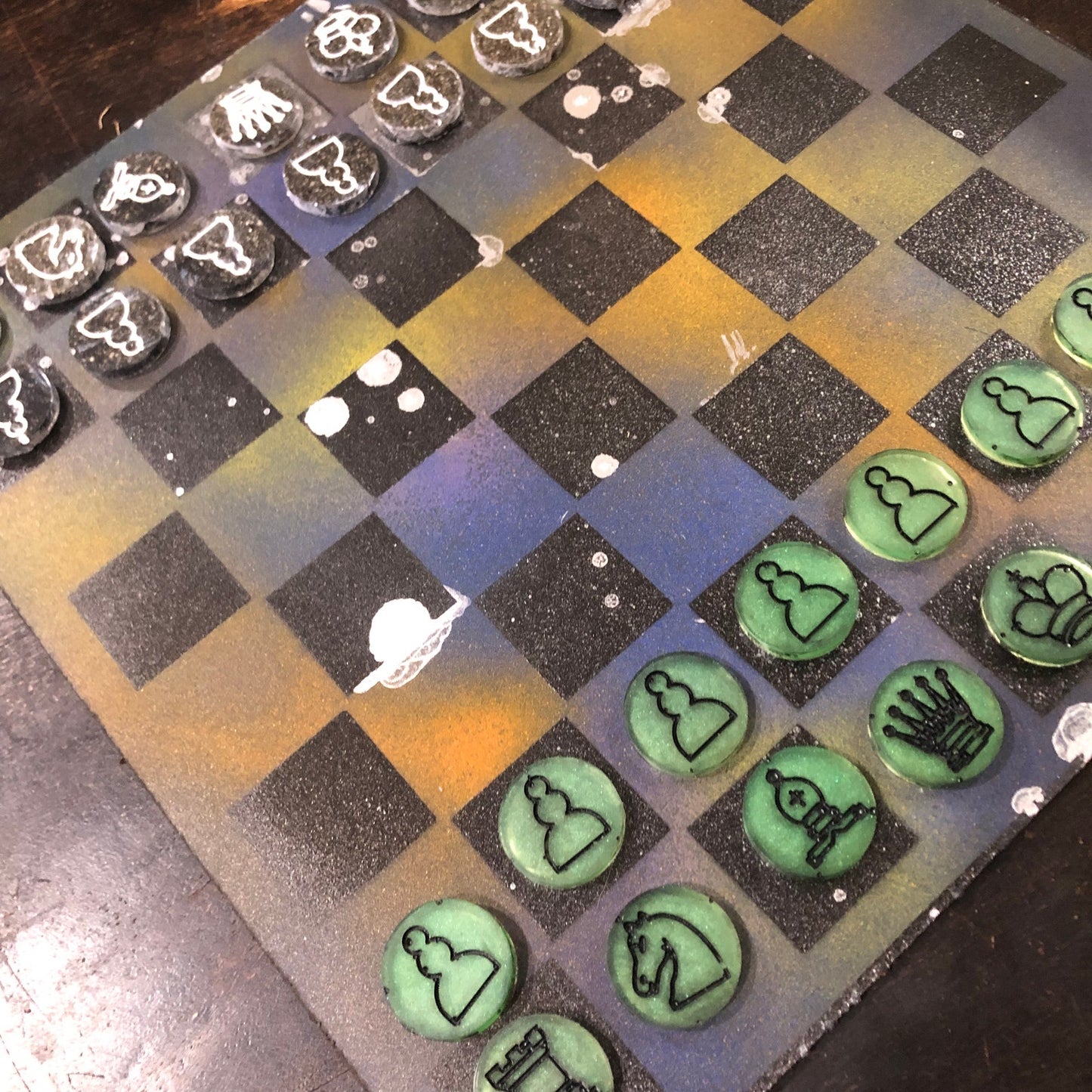Toxic Green - Painted Chess Set