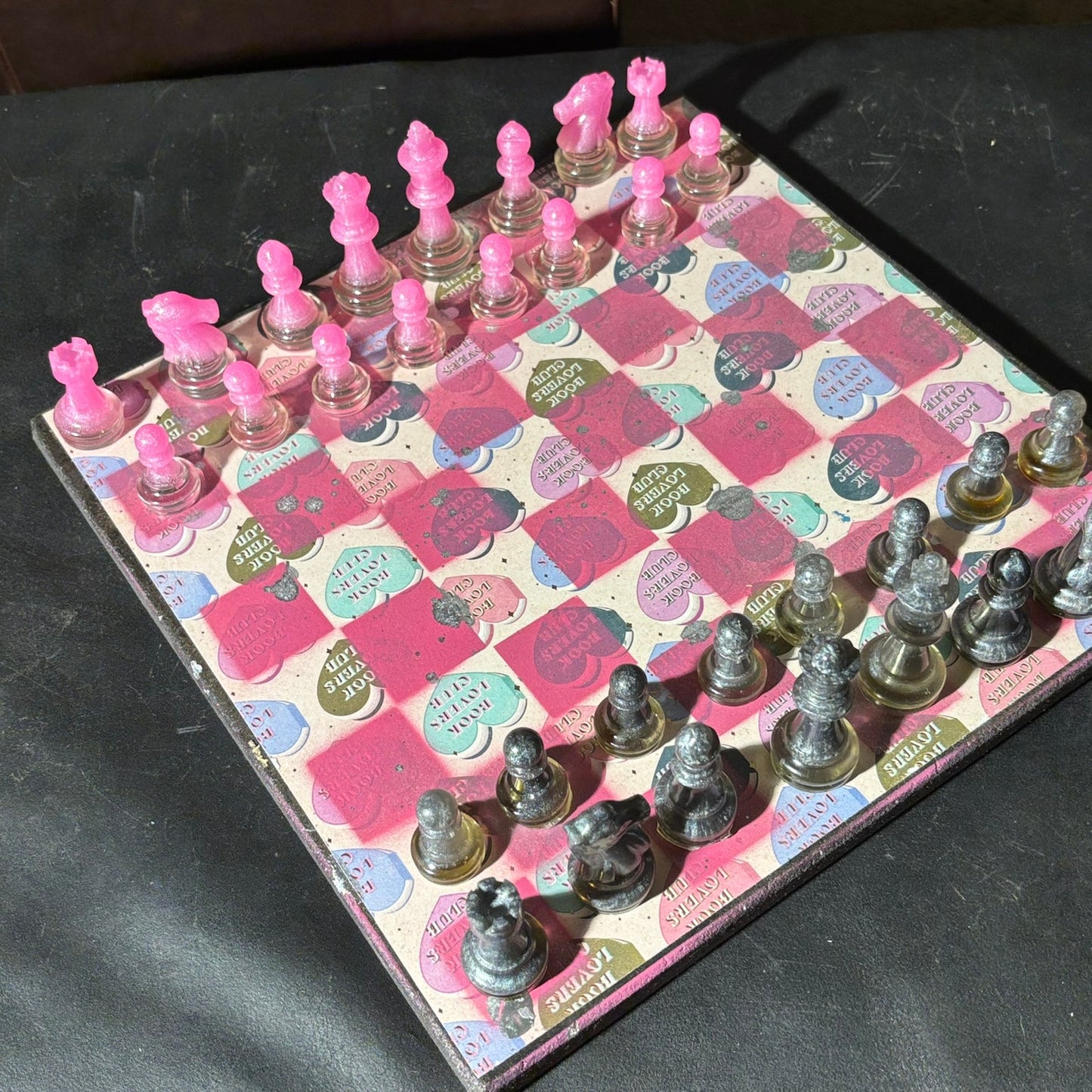 Pink Hearts - Scrapbook Chess Set