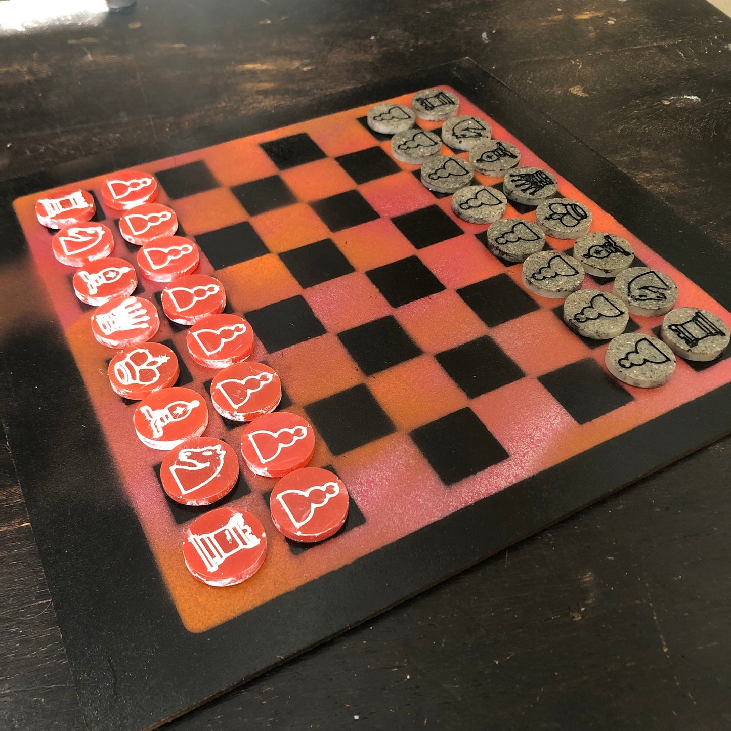 Cool Orange - Painted Chess Set