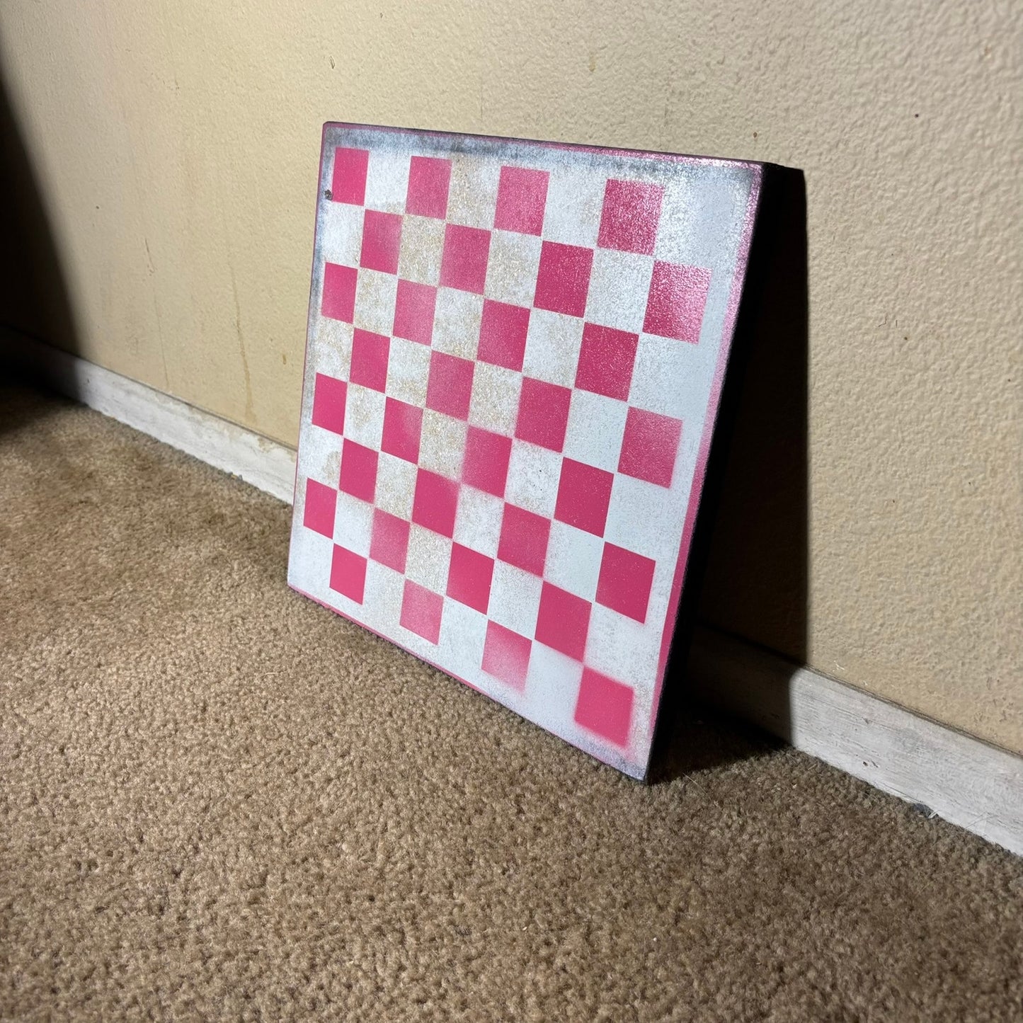 Pink & White - Painted Chess Board